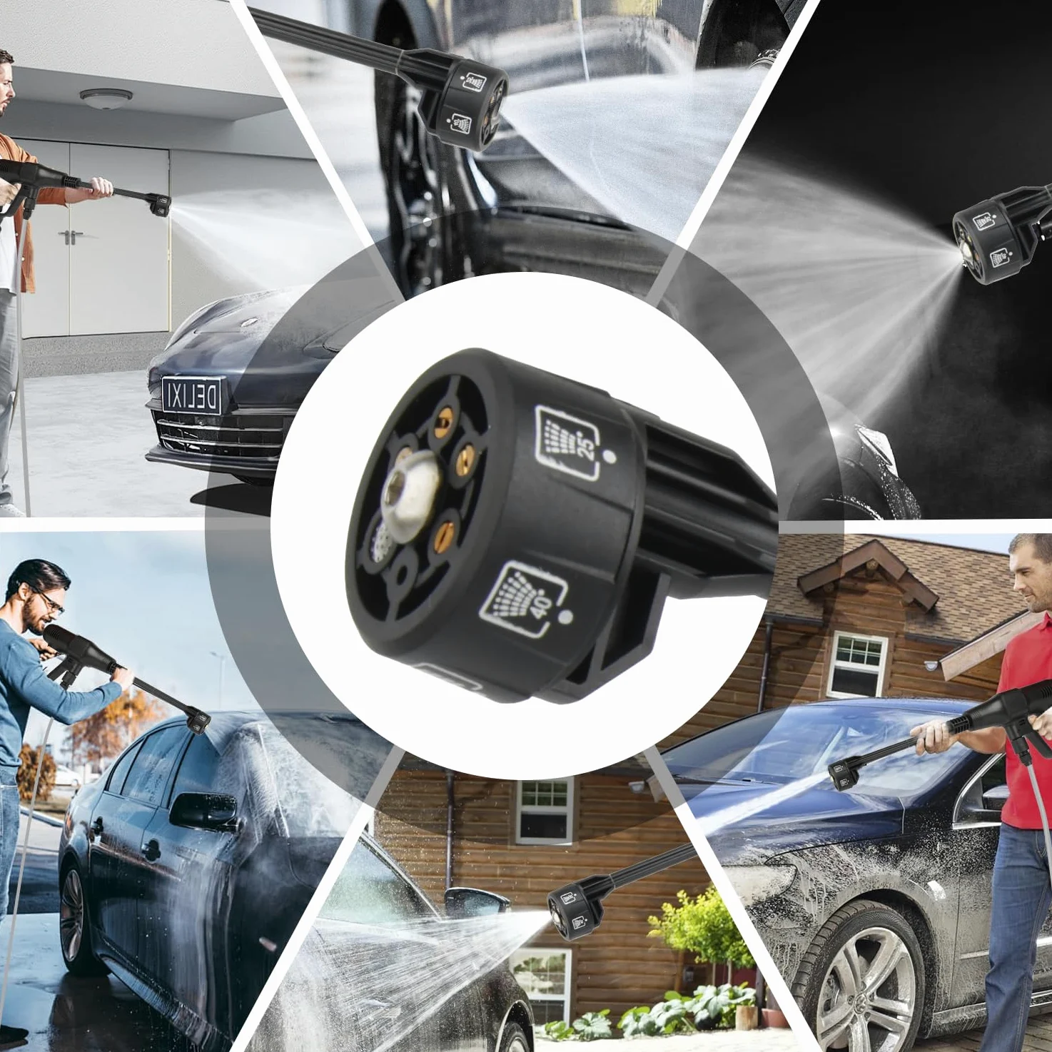 Nettoyeur Haute Pression sans Fil, 21V Max 200 Bar Nettoyeur Haute Pression avec Batterie de 3,0Ah, Press & Clean Pistolet de Lavage avec écran LCD de Puissance et 3 Vitesses (Noir avec 2 Batterie)