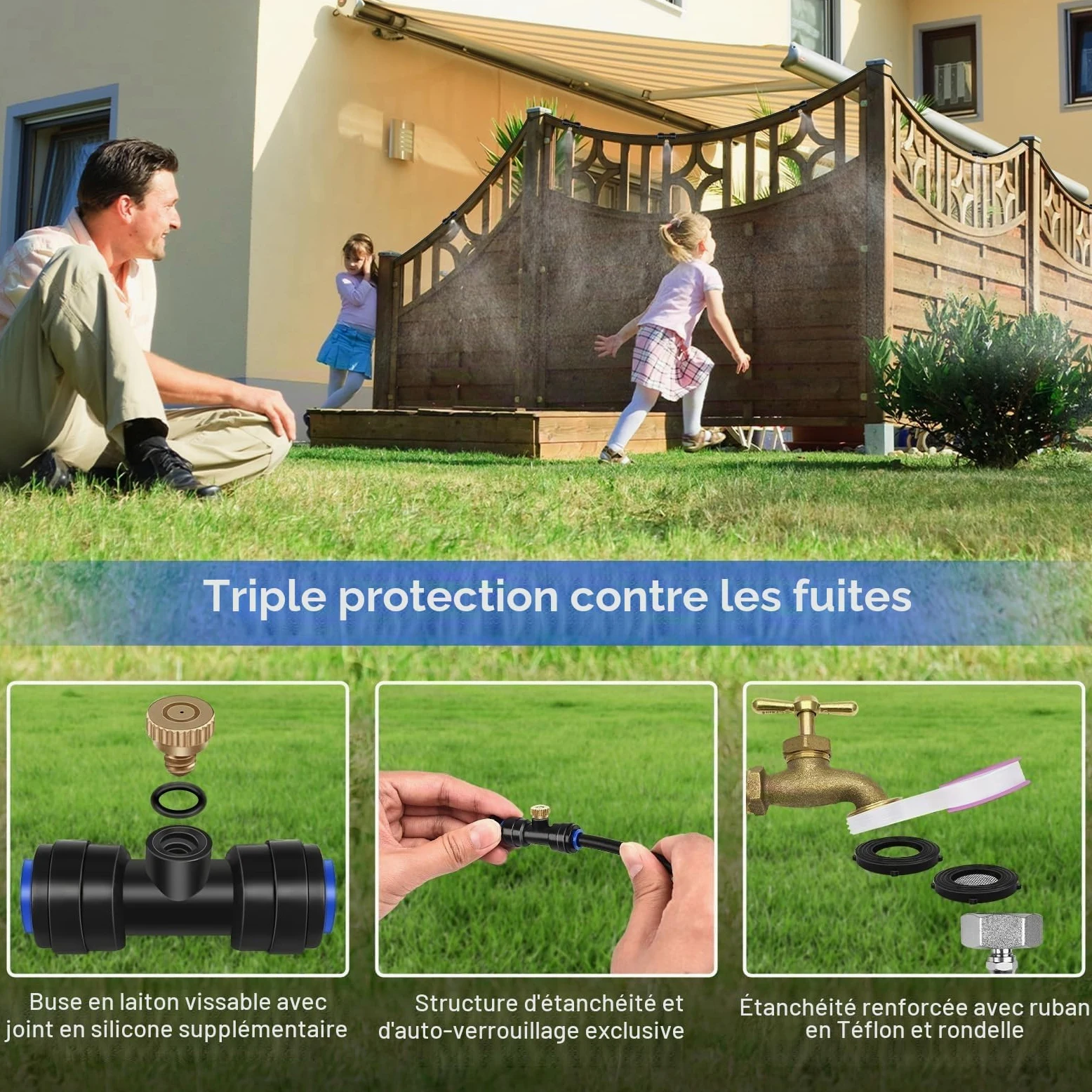Brumisateur Terrasse Exterieur, Kit D’Irrigation Système De Brumisateur Extérieur 18M Système De Refroidissement Extérieur Parbrumisateur Pour Terrasse, Brume, Jardin, Piscine (18M-)