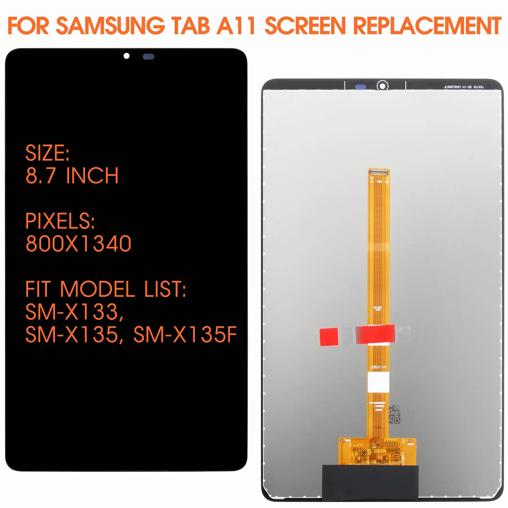 Écran LCD Samsung Galaxy Tab A11 2025 SM-X133 SM-X135 SM-X135F 8,7 Pouces Tactile Réparation Noir