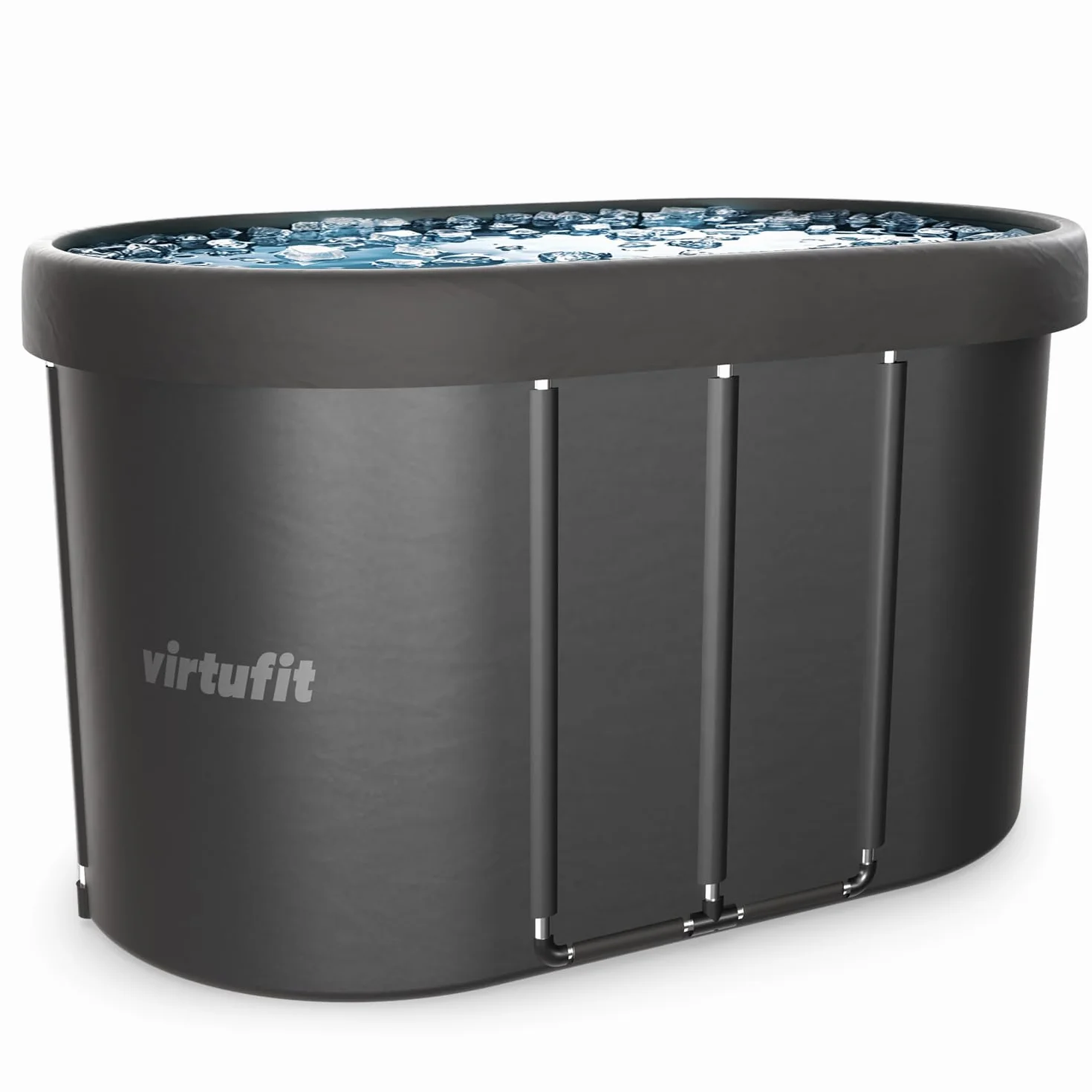 VirtuFit Baignoire Glacée Ovale 500L – Bassin à Eau Froide pour la Régénération et la Récupération Musculaire – Pliable, Isolation à 5 Couches, Accessoires Inclus, Pour l’intérieur et l’extérieur