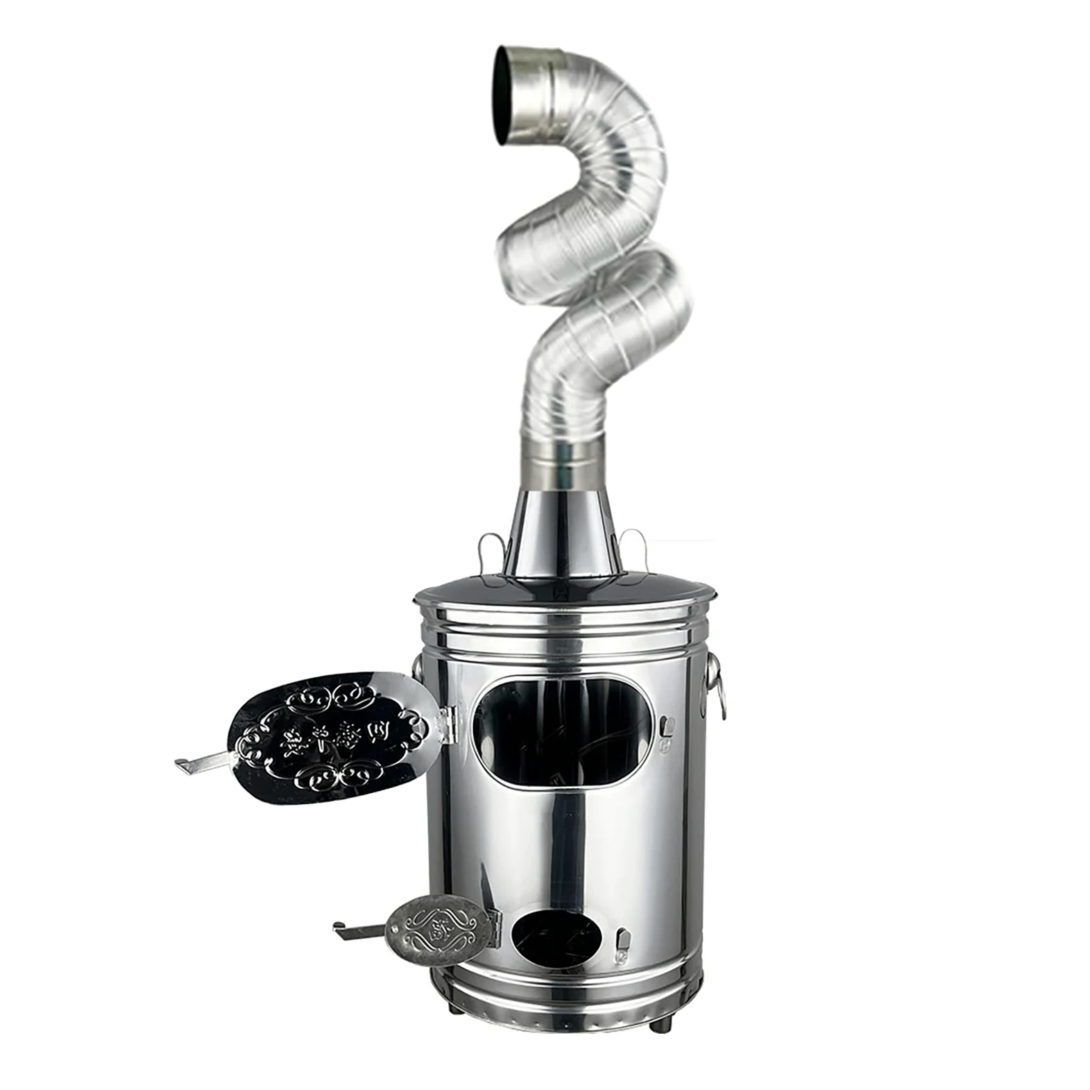 Baril de combustion en acier inoxydable avec cheminée et tuyau d'échappement, bac d'incinération de jardin pour papier, feuilles, déchets, feu de joie dans le jardin, comprend un crochet de feu