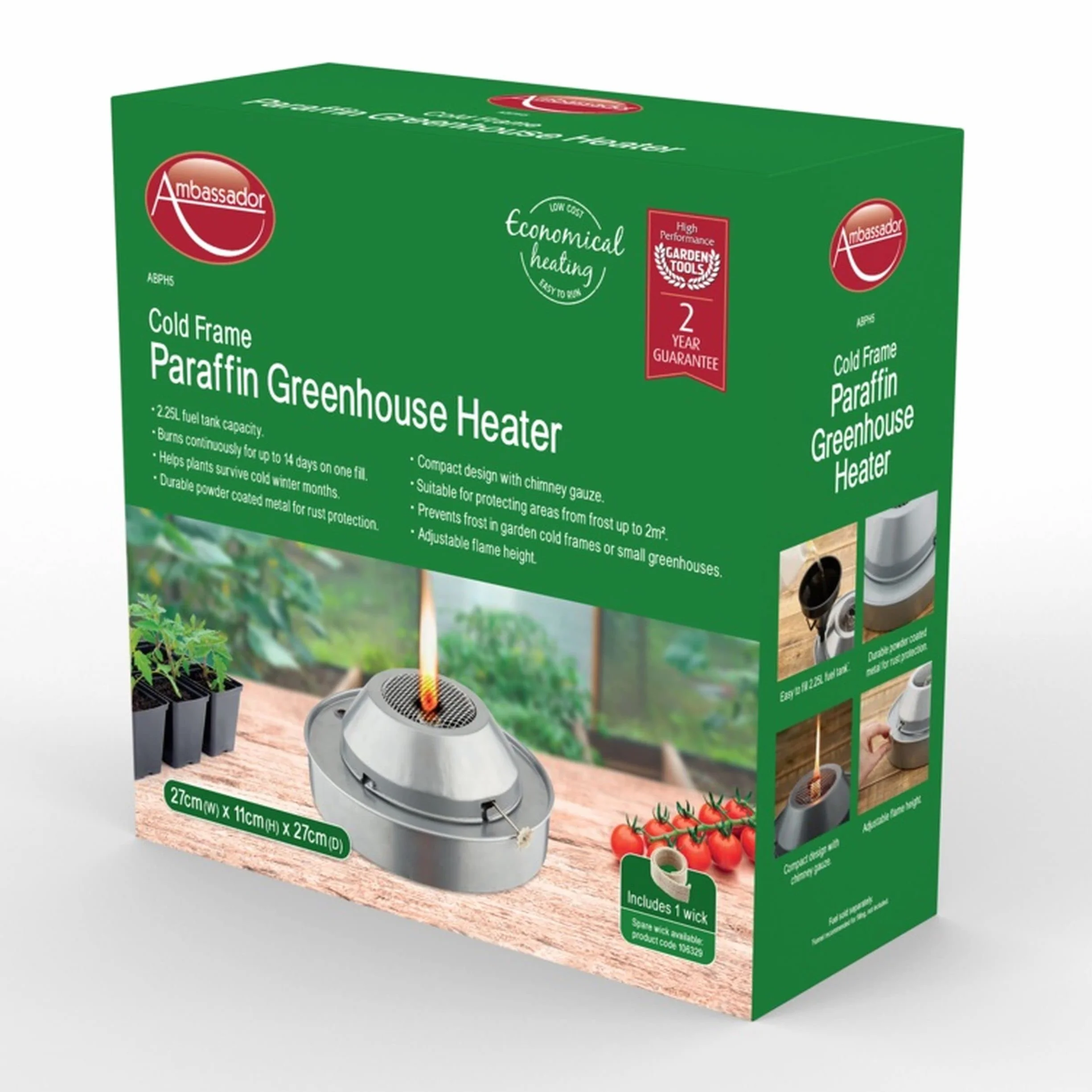 Chauffage à paraffine Compact 27 cm pour serre