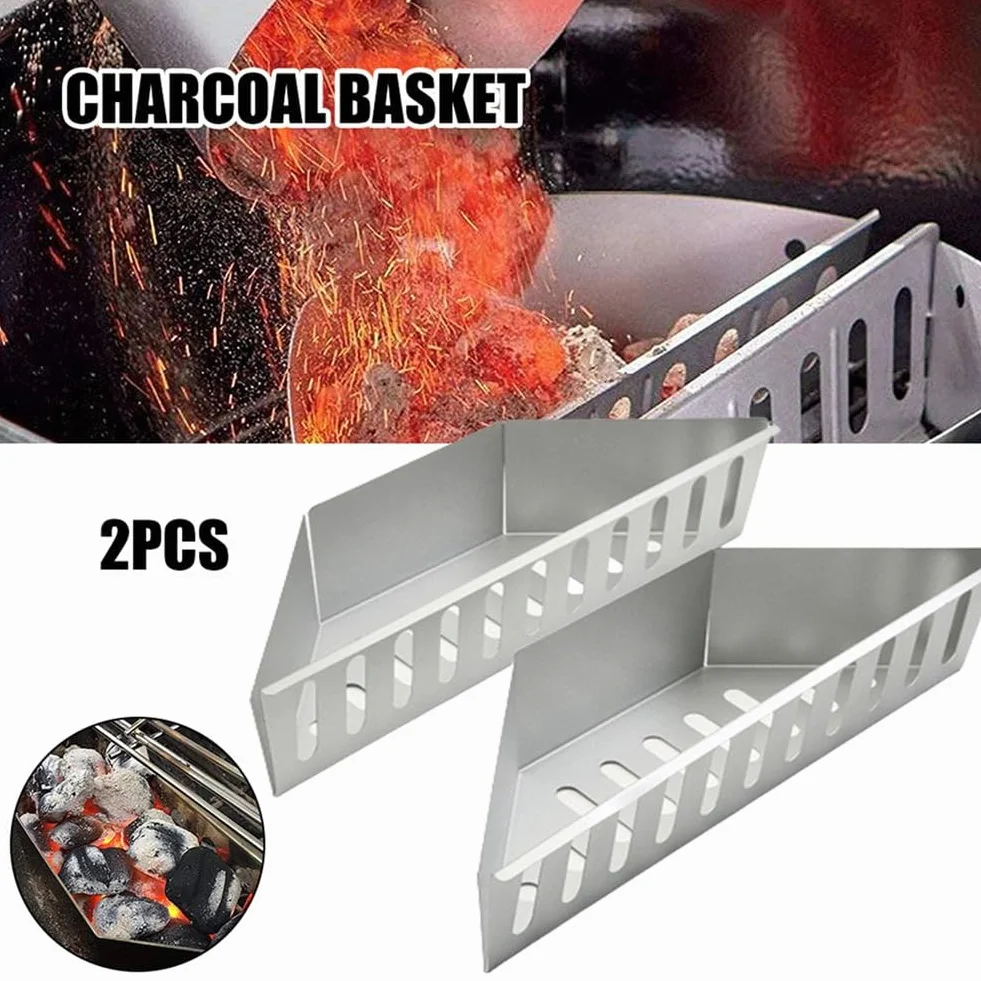 Panier à Charbon de Bois en Acier Inoxydable, 2 Pièces