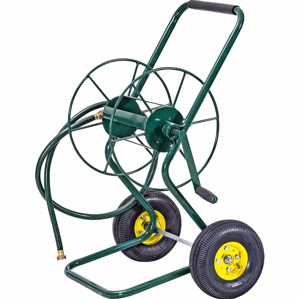 GOPLUS Chariot Enrouleur Tuyau d'Arrosage, Chariot Tuyau d'Arrosage avec 2 Roues, Cadre en Métal, Grande Capacité, Mécanisme de Manivelle, Support de Tuyau d'Arrosage pour Jardin, pour Jardinage