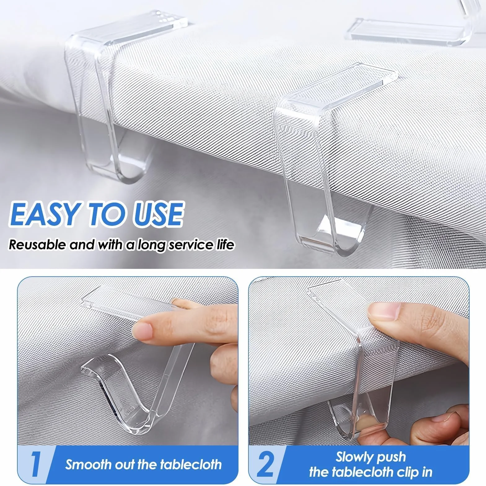 Pinces à Nappe en Plastique Transparent pour Tables 3,5-5 cm 12 Pièces