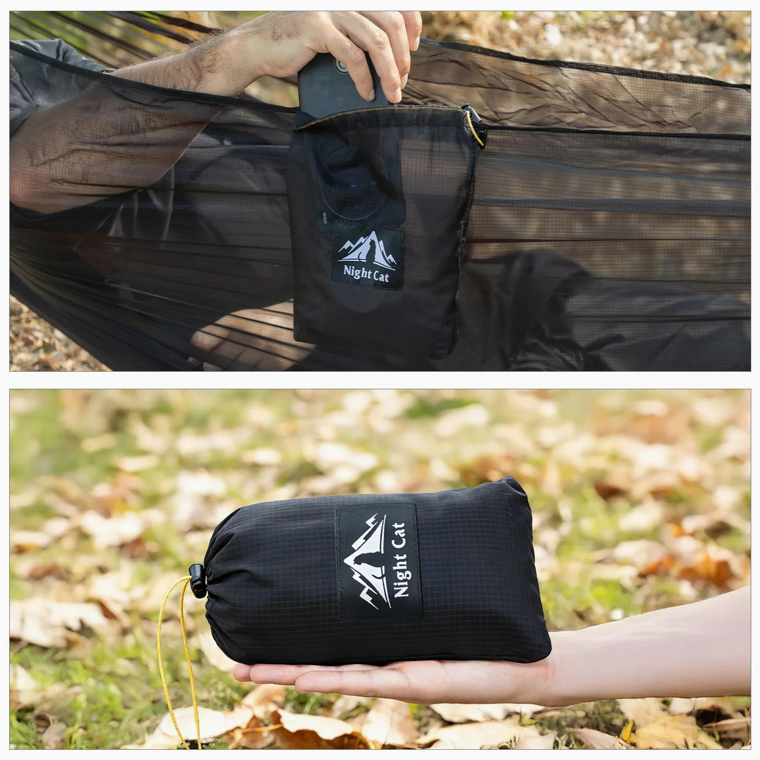 Night Cat Hamac Extérieur Ultraléger: Hamac Suspendu 0,35 KG pour 1 Personne Idéal pour Le Camping Le Bivouac Et La Randonnée