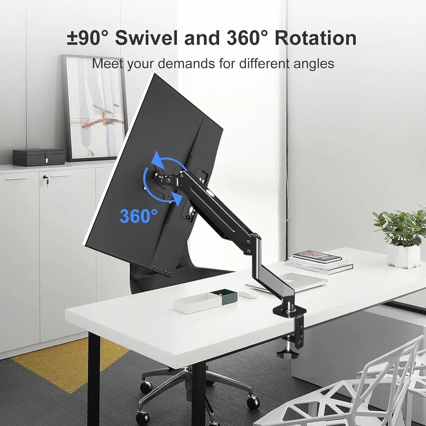 Bras pour Moniteur Suptek avec Ressort à Gaz, 17-32 Pouces, Pivotement, Rotation, VESA 75/100 mm, jusqu'à 10 kg