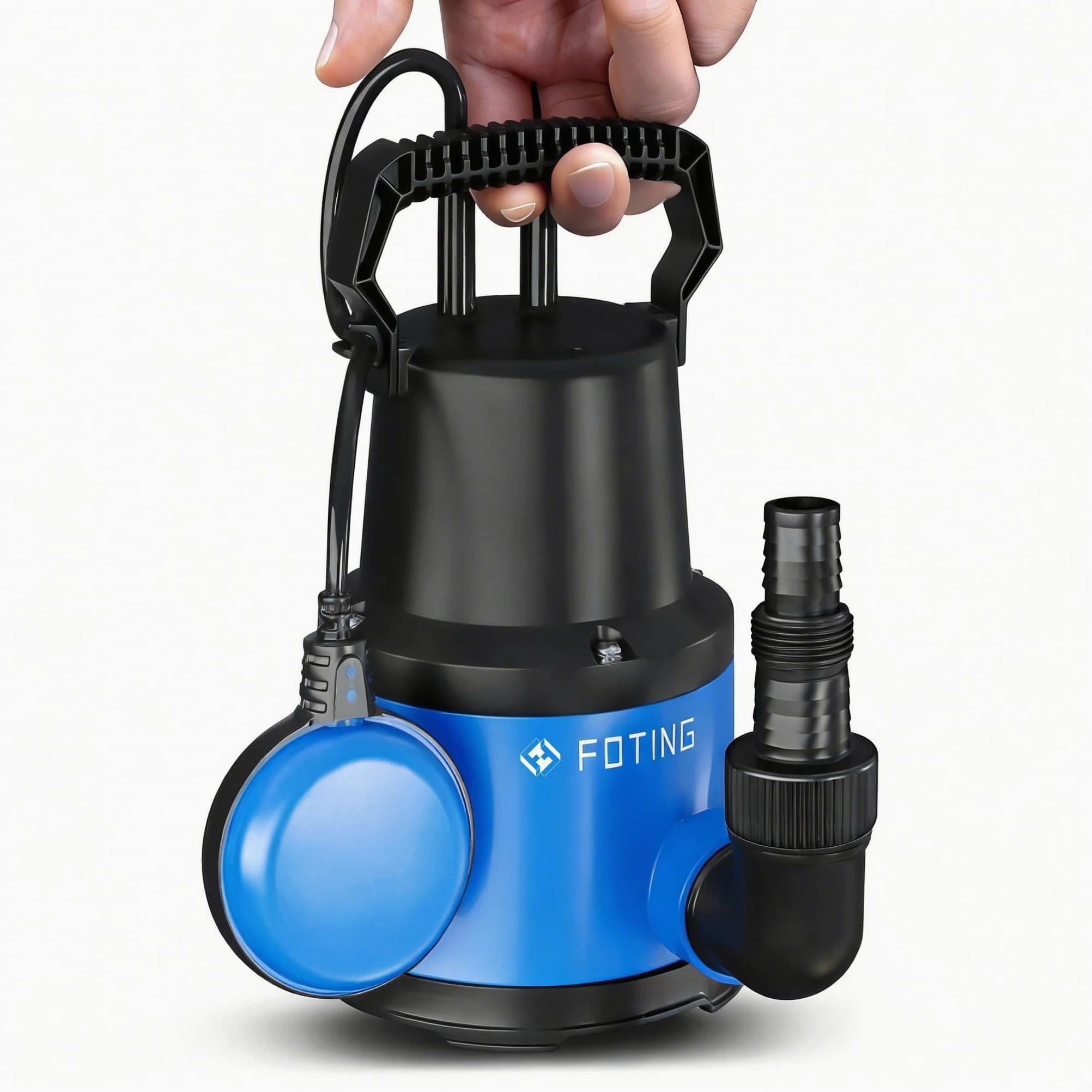 FOTING Pompe submersible 400 W, 8000 l/h, hauteur d'extraction maximale 8 m, profondeur d'immersion maximale 7 m, interrupteur à flotteur réglable, protection thermique, pour piscine, sous-sol