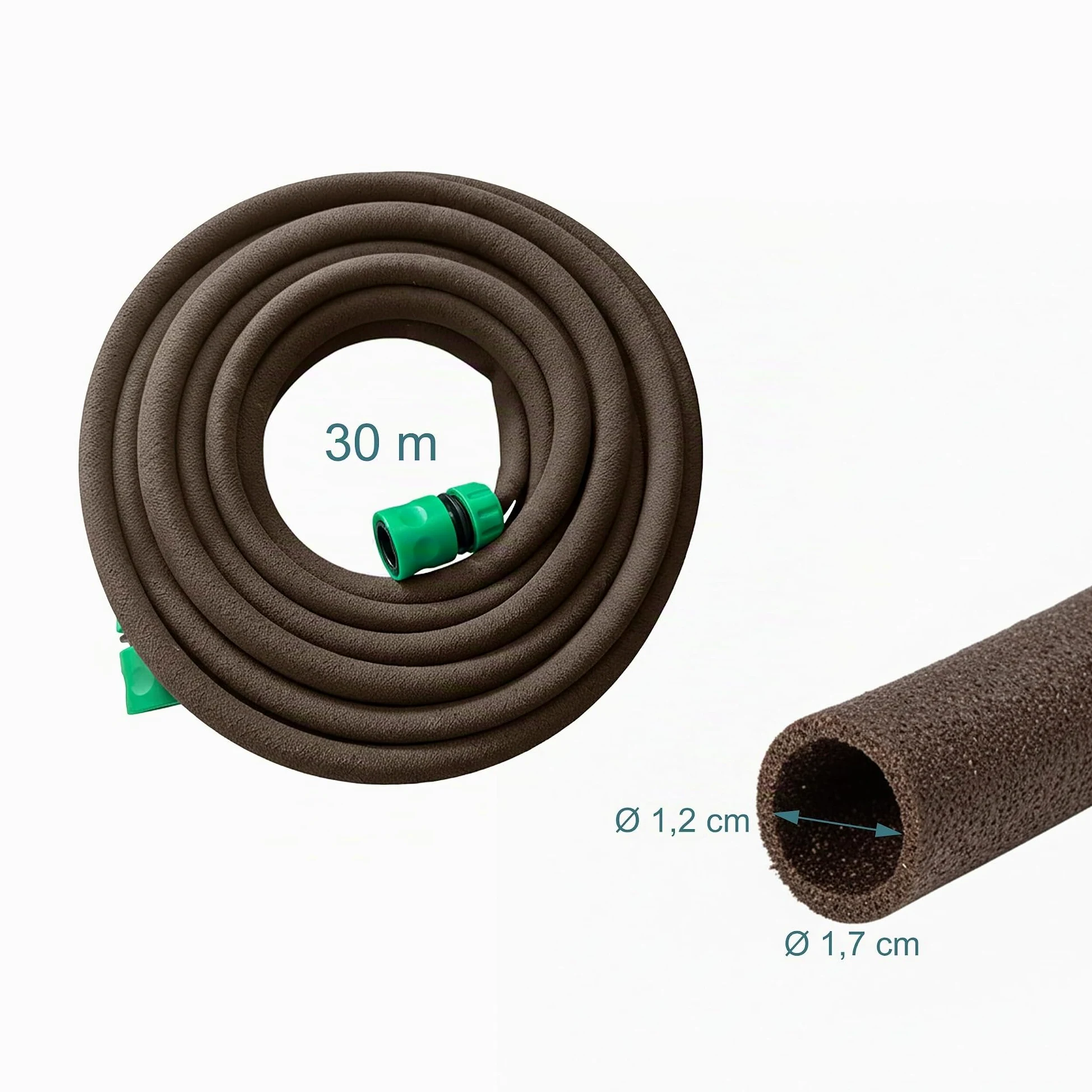 Tuyau Goutte-à-Goutte Relaxdays, 30 m, pour parterres surélevés & Haies, Tuyau poreux, Brun