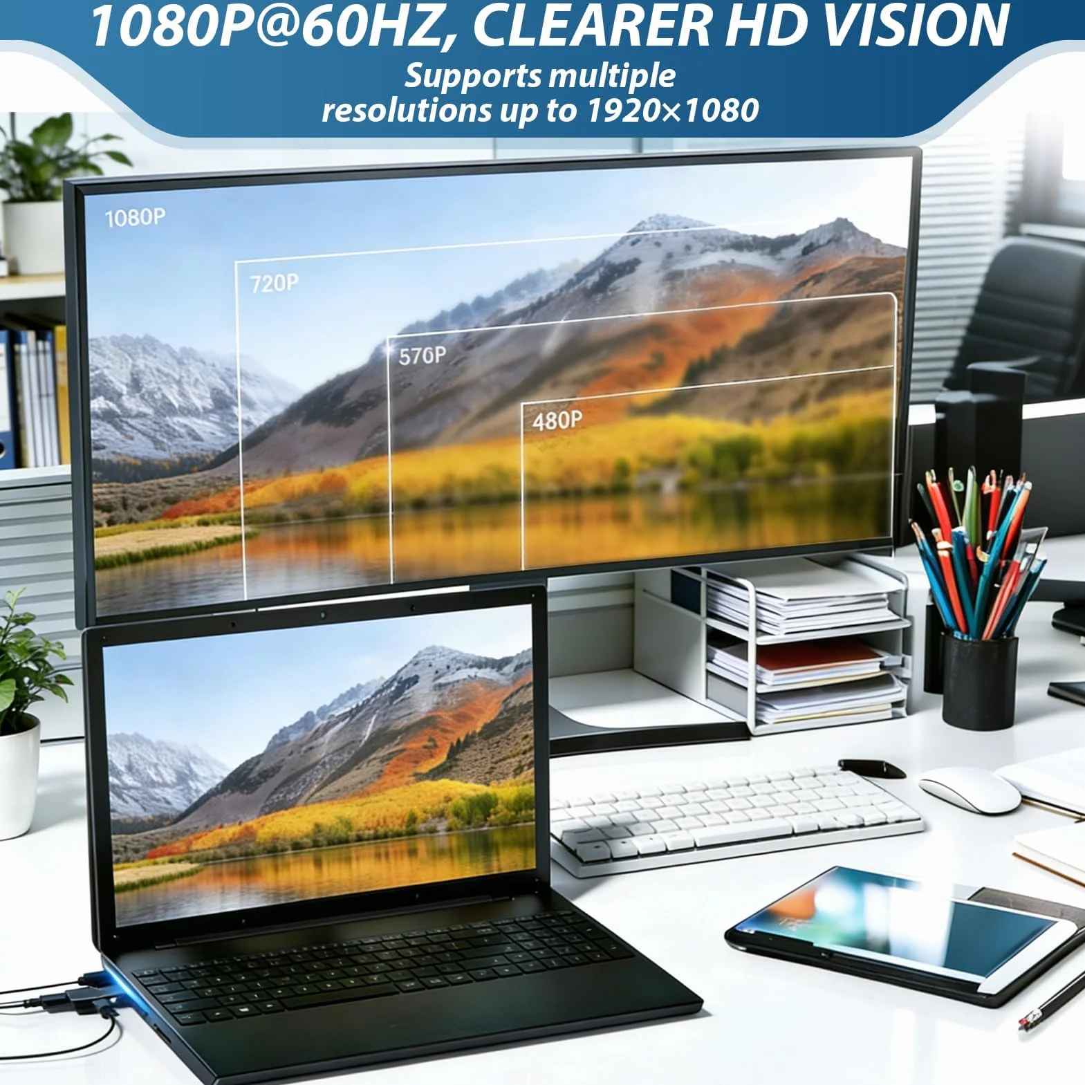 Adaptateur VGA vers HDMI Audio HD 1080p Convertisseur Actif Vidéo VGA Mâle vers HDMI Femelle Câble