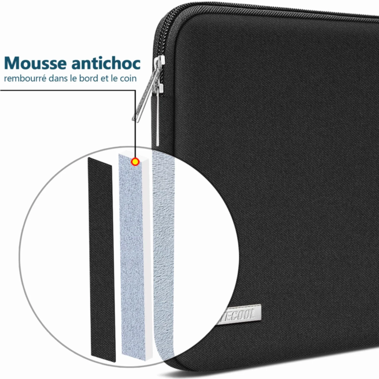 TECOOL Pochette Ordinateur Portable 15,6 Pouces pour HP Lenovo Dell Acer ASUS Chromebook Samsung, Housse PC 15.6" Sacoche Ordi Noir