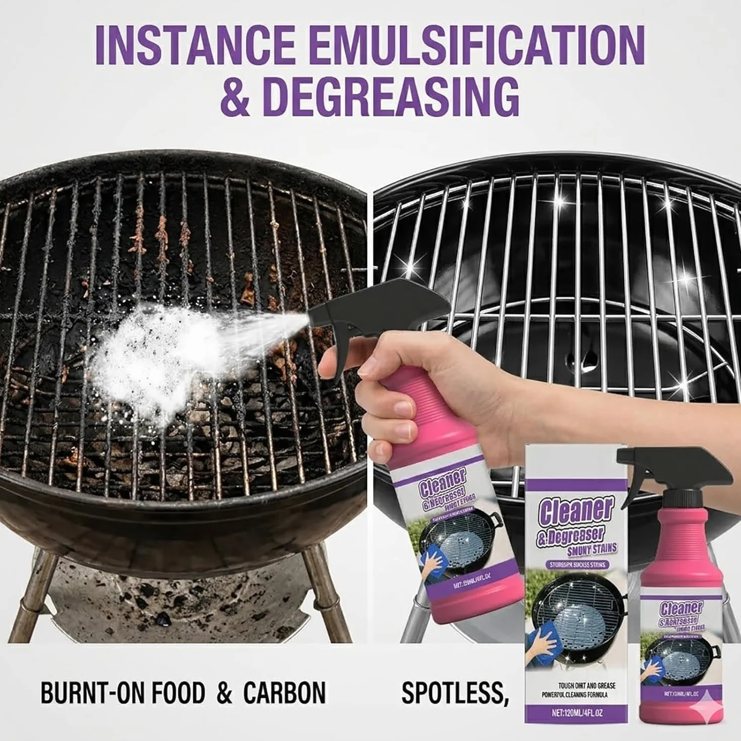 2026 Nouve Fast-Acting Heavy-Duty Grill Degreaser Spray, Nettoyant Barbecue Spray Degraissant pour Élimination Rapide de la Graisse, Accessoires Barbecue (1 PCS)