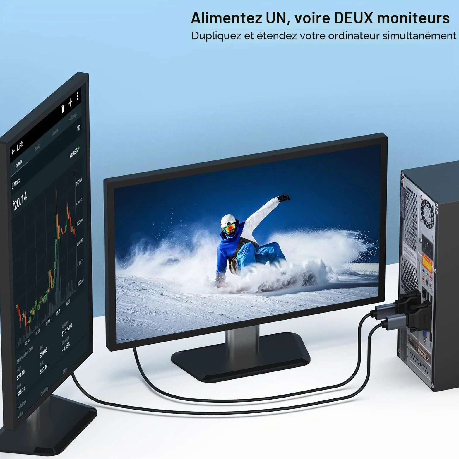 BENFEI Adaptateur DVI vers HDMI bidirectionnel DVI-D mâle vers femelle plaqué Or 2 Pack