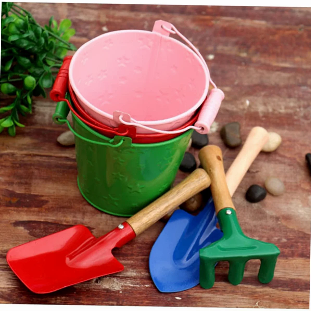 iplusmile 2 Ensembles 3 Pièces Mini Râteau De Jardin Mini-kit Enfants Outil De Jardin Jouets De Porte Trousse D'outil De Pelle De Pratique