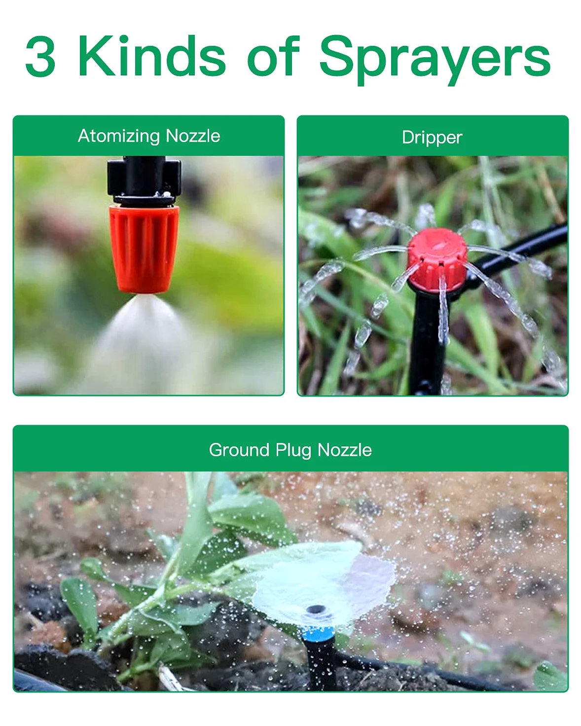MSDADA Kit de Système D'irrigation Goutte à Goutte de 226 FT - Système D'irrigation Automatique,Kit d'irrigation des Plantes - Buse Atomisante pour Serre, Plante, Parterre de Fleurs,Terrasse,Pelouse