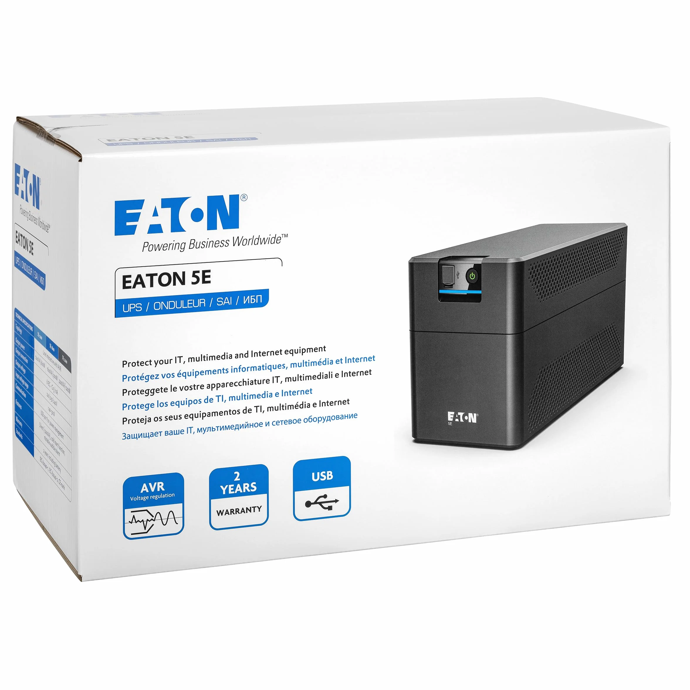 Eaton UPS 5E Gen2 900 USB IEC Alimentation Sans Interruption Interactive de Ligne 900 VA 4 Prises IEC-C13