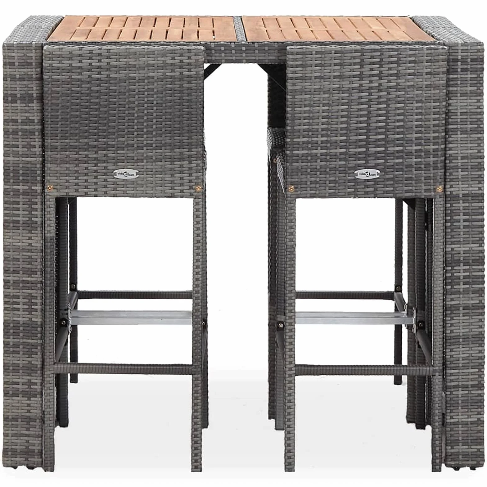 Ensemble de Bar 5 pcs Résine tressée Bois d'acacia Gris Mobilier de Jardin