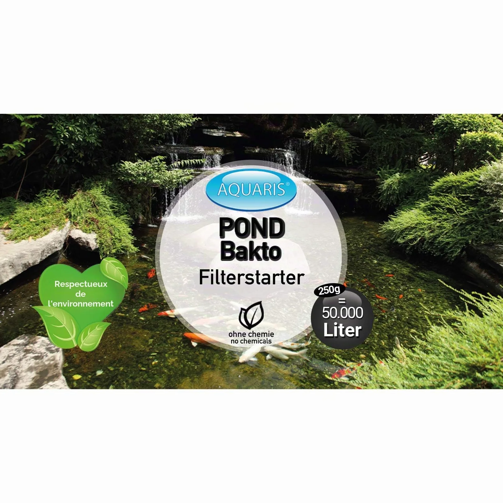 Aquaris Pond Bakto Filterstarter - 250g. Entretien Naturel pour bassins et étangs. Réduit Le Nombre d'algues filamenteuses et purifie l’Eau. sans Danger pour Les Poissons d'étang et Les koïs.