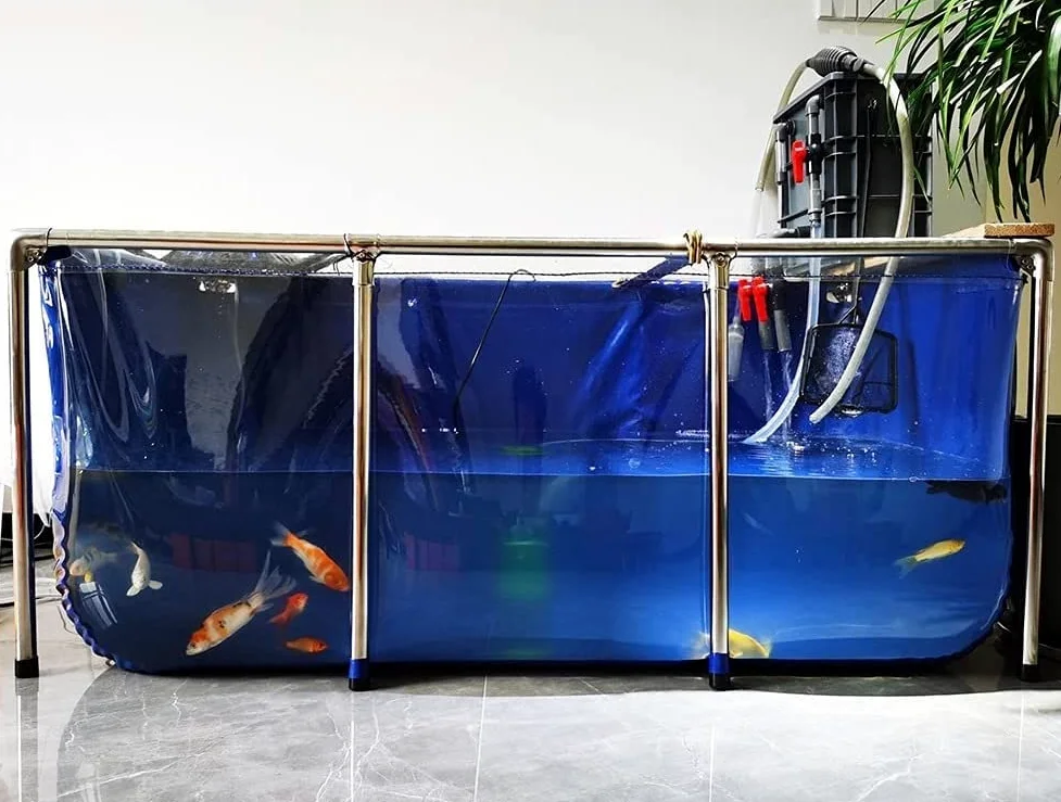 Bassin d'intérieur avec panneau d'observation transparent et vanne de vidange, 200 x 140 x 61 cm, idéal pour l'élevage de poissons, les jeux d'eau et la décoration extérieure. Aquarium résis