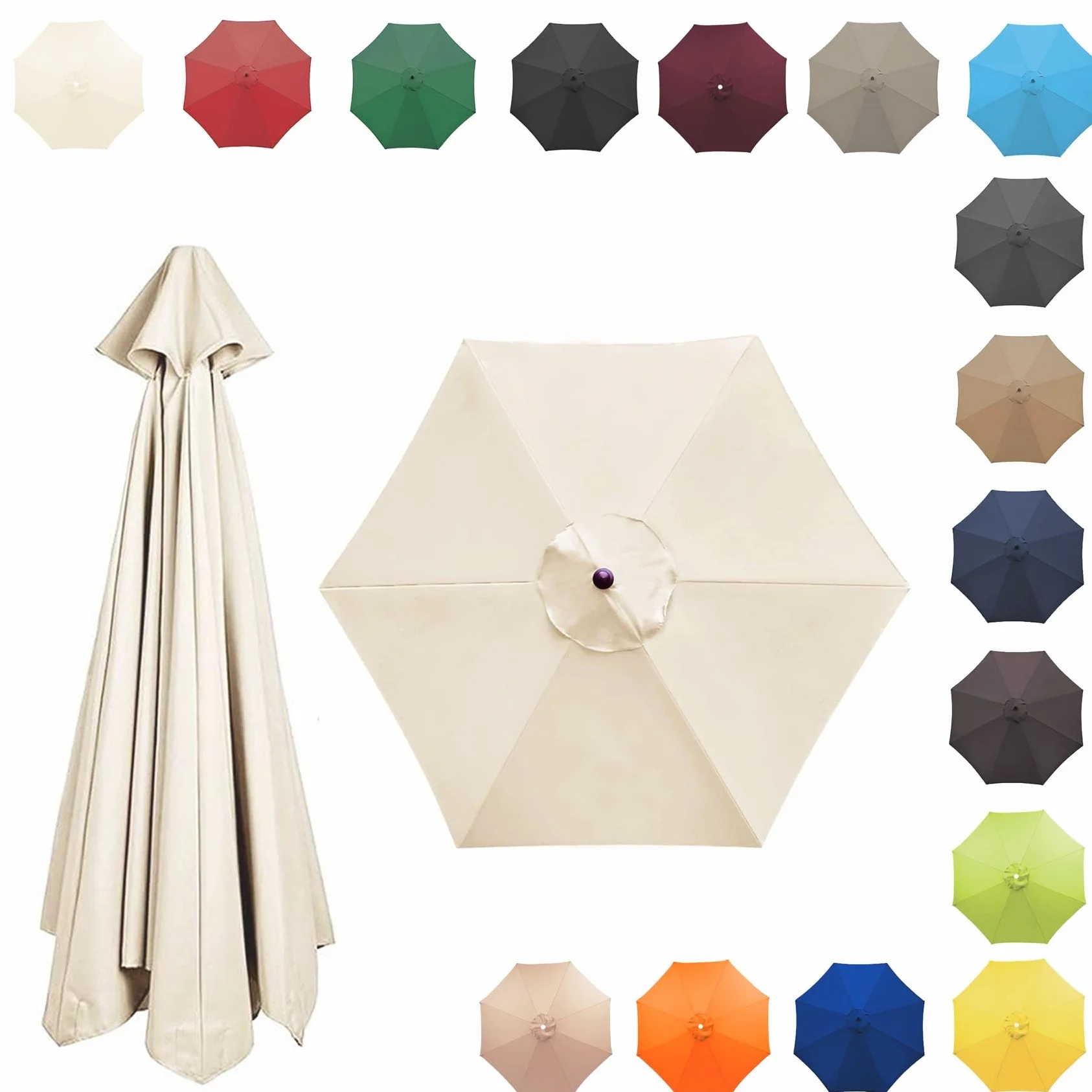 Auvent De Remplacement Pour Parasol De Jardin, Toile Anti UV 50+, Housse Polyester 350CM