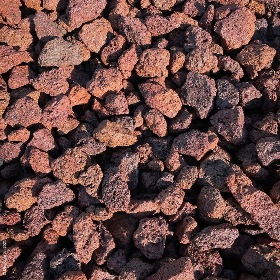 Pouzzolane Rouge/Brun 6L - Paillage Minéral Roche Volcanique 7/15 - Anti Mauvaises Herbes, Drainage & Décor