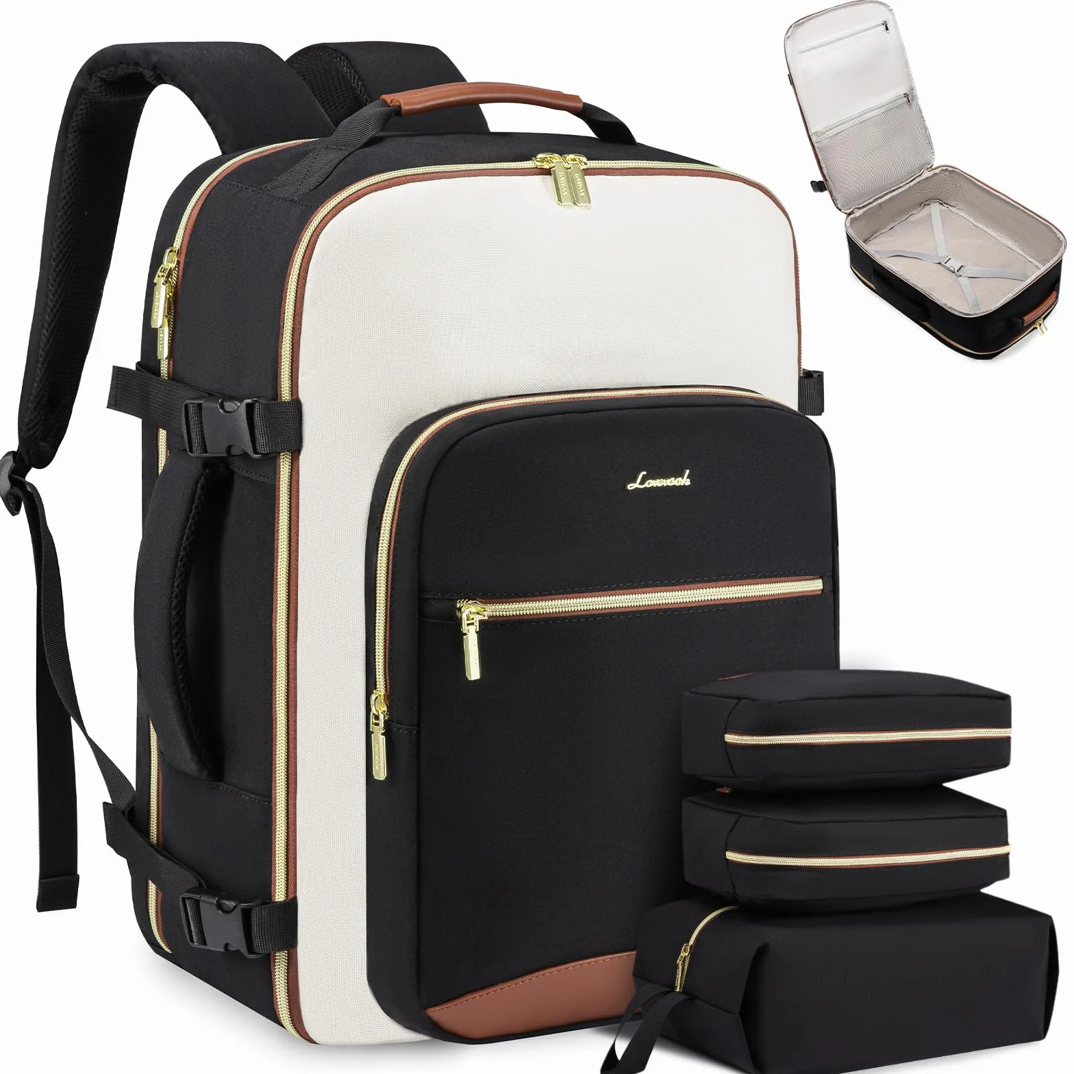 LOVEVOOK Sac à Dos Voyage Cabine Avion 45x36x20 Femme Homme Étanche Ordinateur Portable