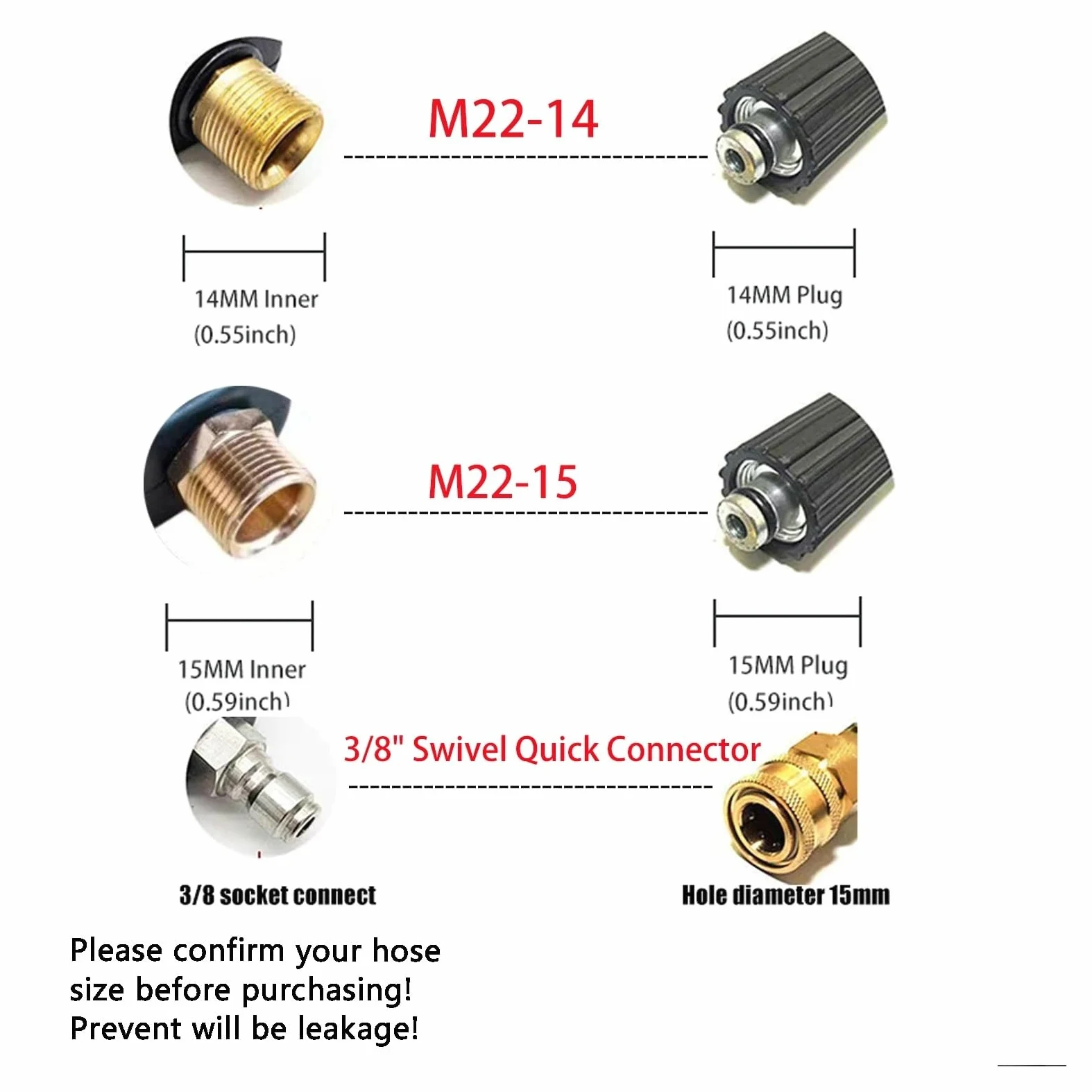 Pistolet d'arrosage avec embout multi-jets, Nettoyeur haute pression en métal à manche court avec verrouillage de la gâchette et 5 embouts buse(M22-15)