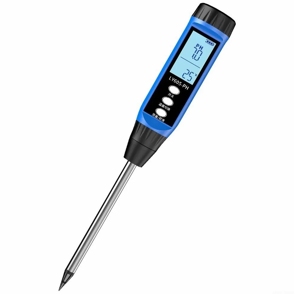 Testeur numérique de sol haute précision pour analyse du pH et de l'humidité avec écran LCD transparent, construction en métal, résultats rapides pour utilisation dans le jardin, l'agriculture et la