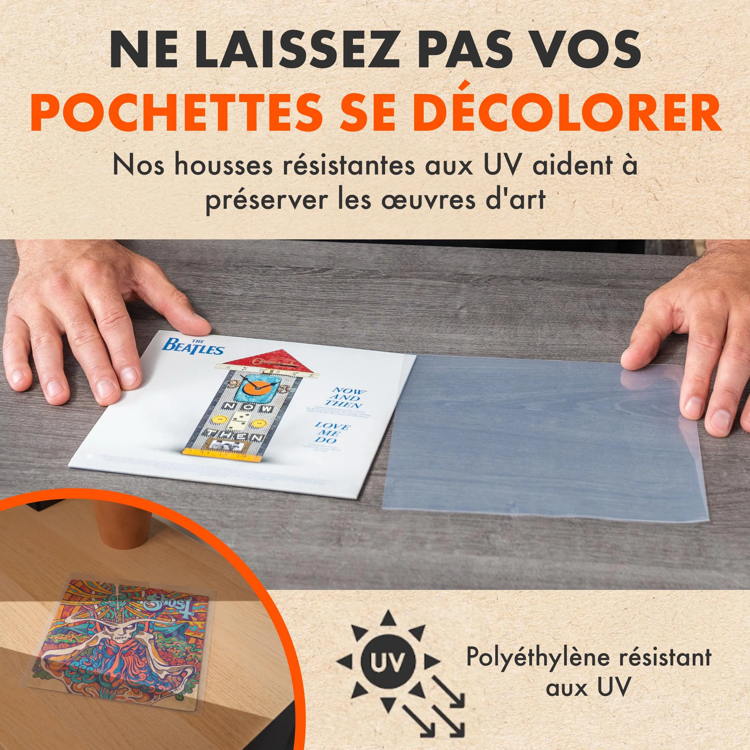 Spincare 50x 7 Pouces Pochettes extérieures Vinyle 45 Tours Protection UV Pochette Plastique Vinyle résistante qualité archivage pour disques 7”