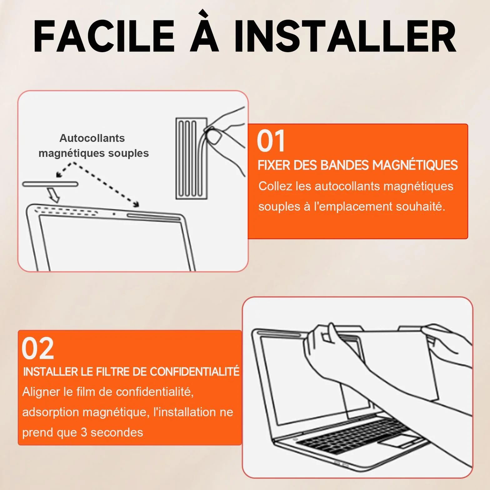 Film de protection anti-espion 16 pouces 16:10 pour ordinateur portable, filtre détachable anti-lumière bleue et reflets