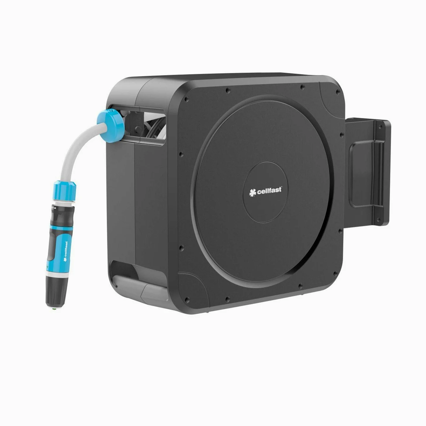 CELLFAST Ensemble Avec Enrouleur De Tuyau Automatique Support Mural Tuyau De Raccordement Buse De Nettoyage Raccord Rapide Et Connexion De Tuyau Ergo