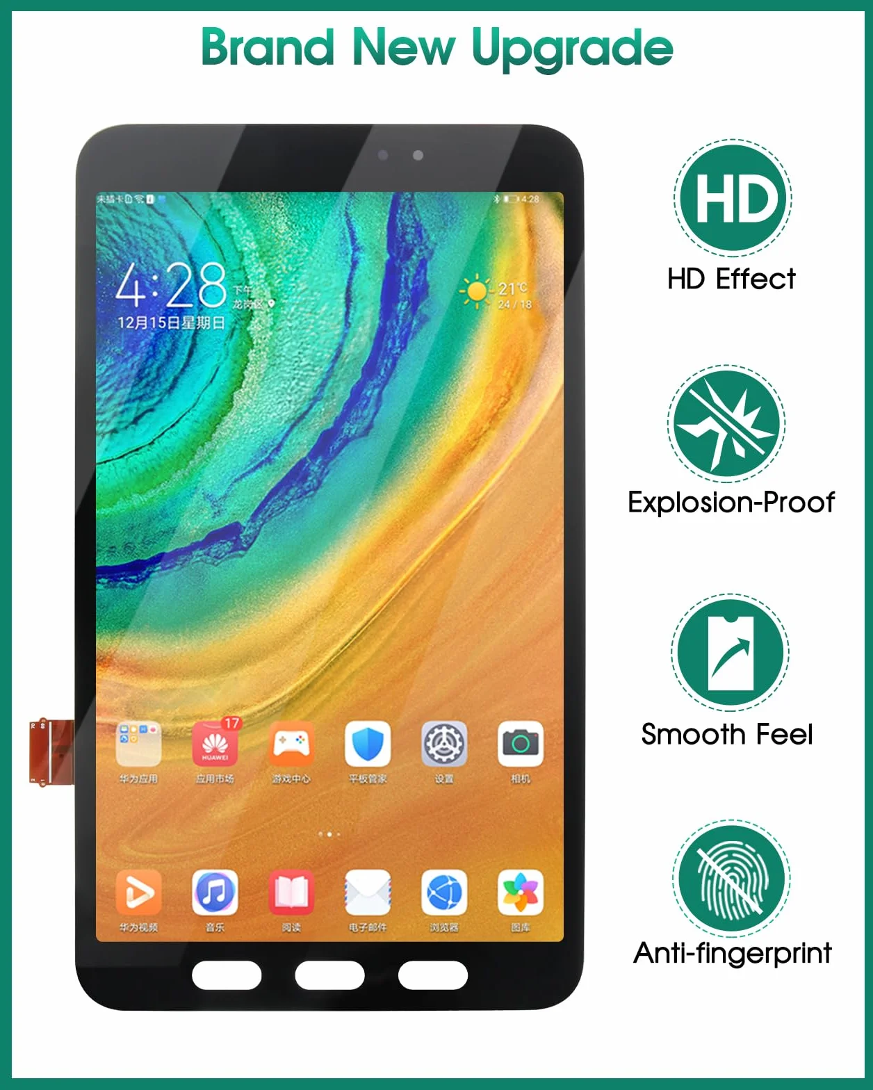 Écran LCD de rechange Samsung Galaxy Tab Active3 SM-T570 Touch Digitizer Kit WiFi Noir