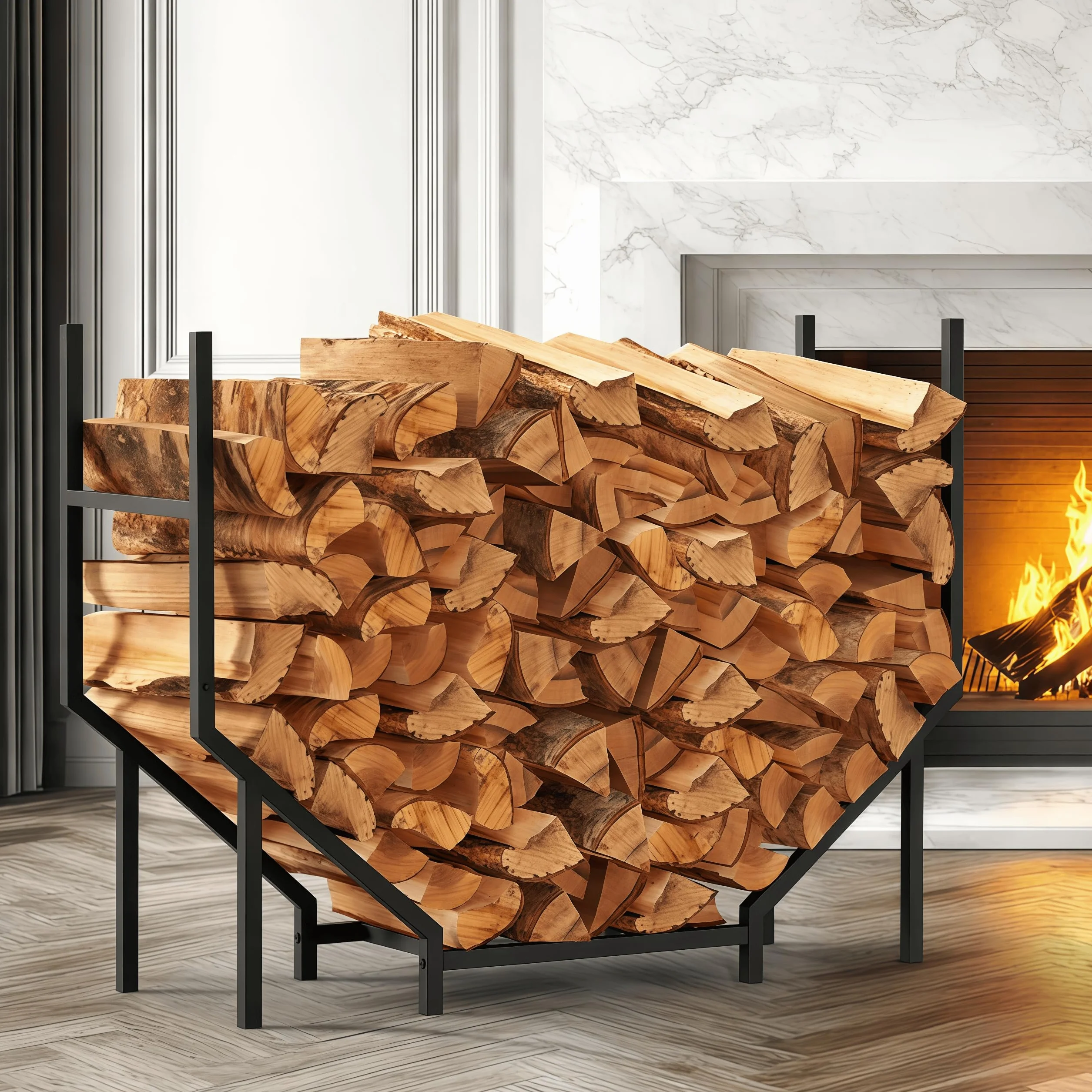 CADUKE Range-bûches d'extérieur 1 m - Support de bûches en métal pour cheminée - Empileur et organiseur de bois