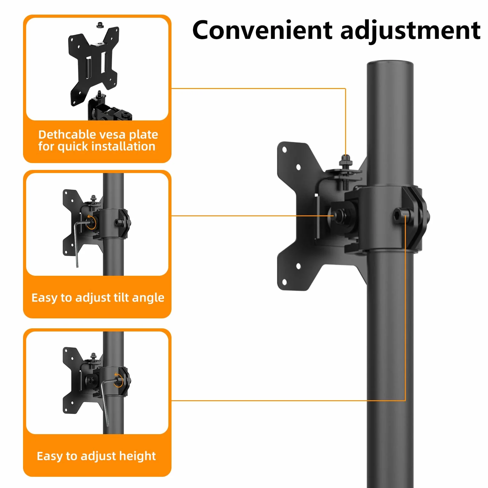 Pholiten Support de Moniteur 13-32" 10 kg VESA 75x100 mm Réglable Inclinable Pivotant