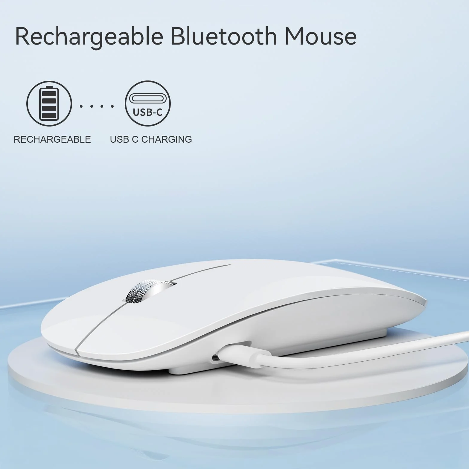 Uiosmuph U30 Souris Bluetooth sans Fil Trois Modes Rechargeable Silencieuse Portable Blanc