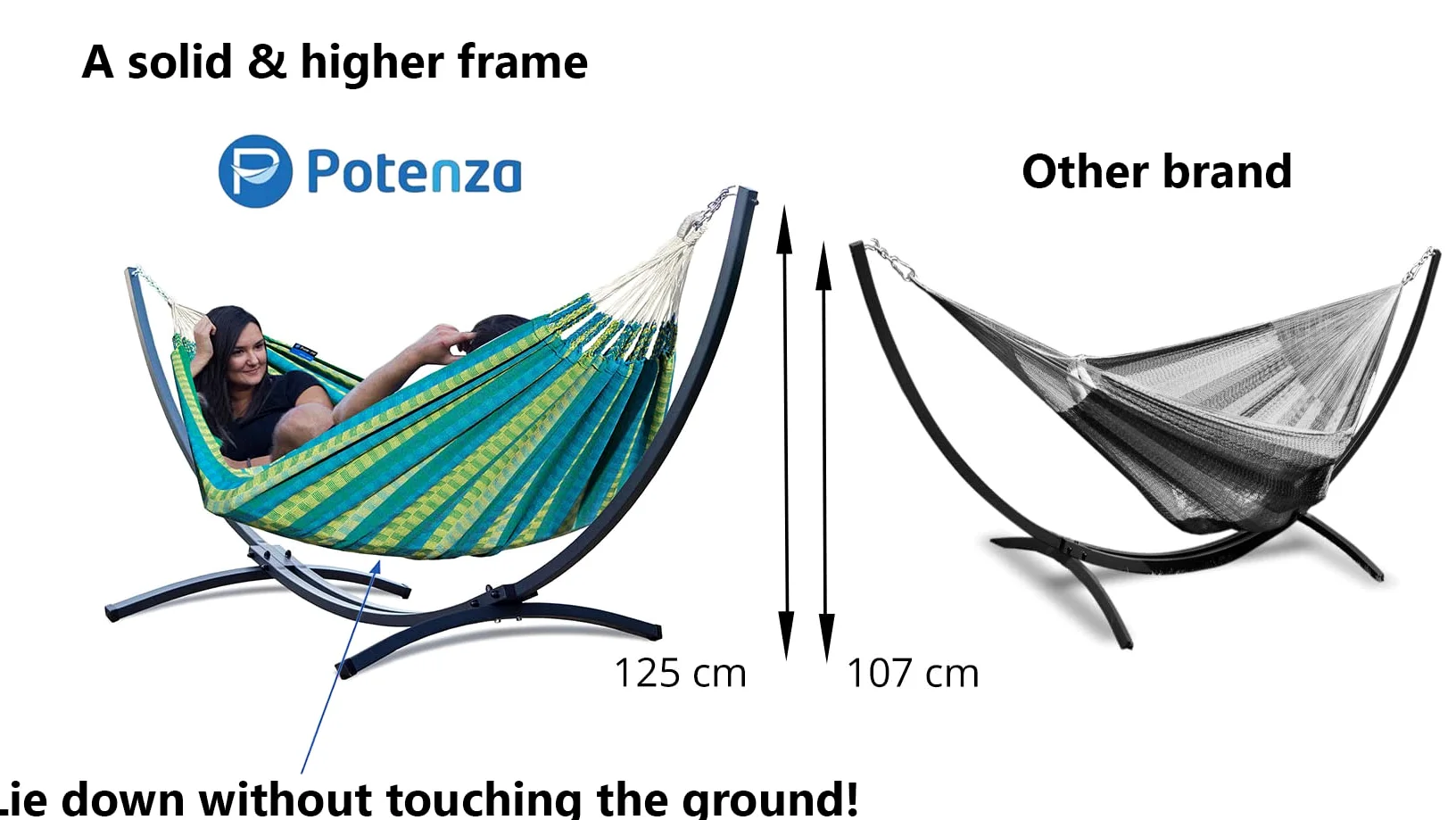 Potenza® Hamac avec Support Métal pour 2 Personnes - Démontable - Charge Max 220 kg - Double XXL - Plus de Stabilité - Graphite/Orange