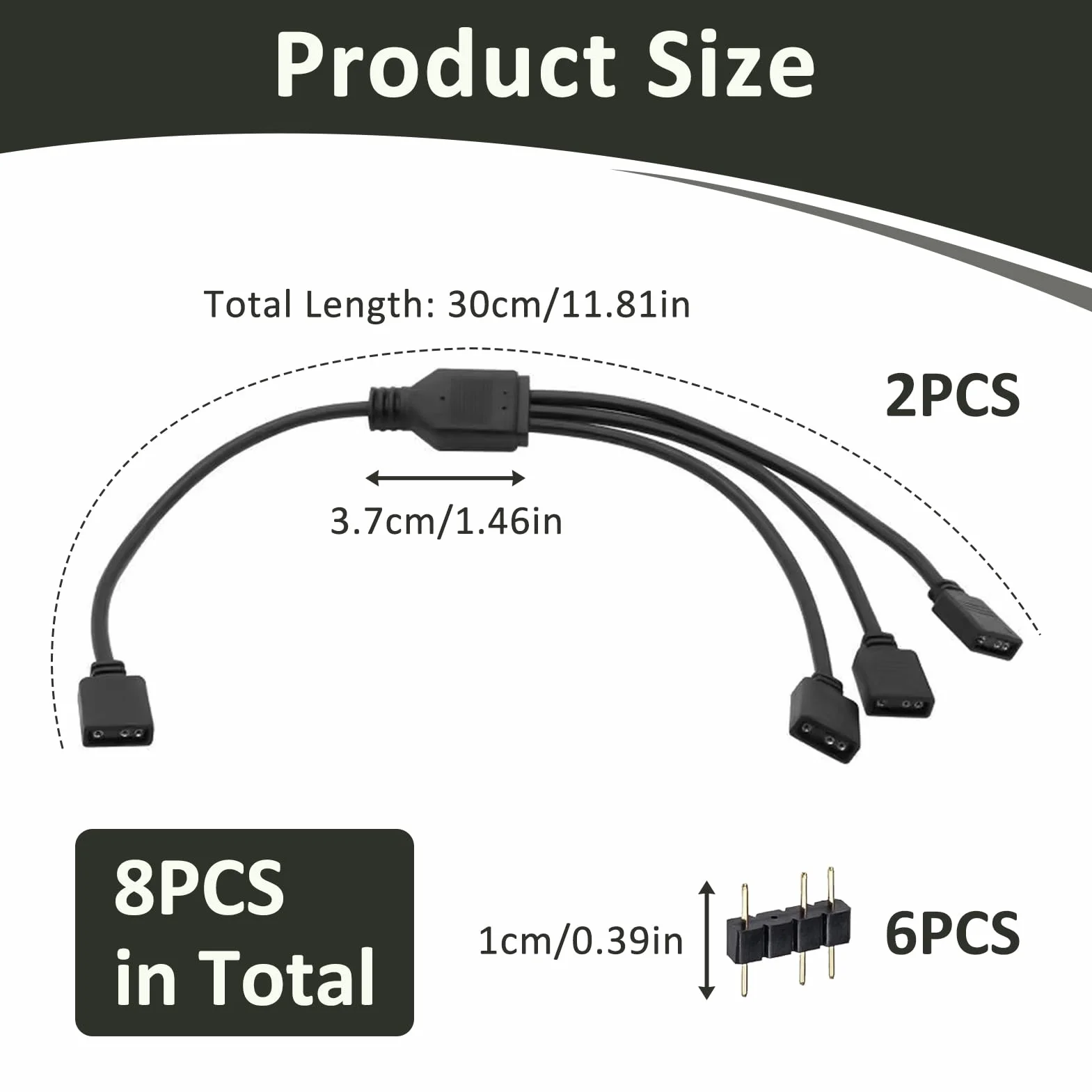 Câble Répartiteur ARGB 1 vers 3, Adaptateur RGB 5V 3 Broches, Extension LED pour Ventilateurs PC Compatible ASUS MSI Gigabyte ASRock