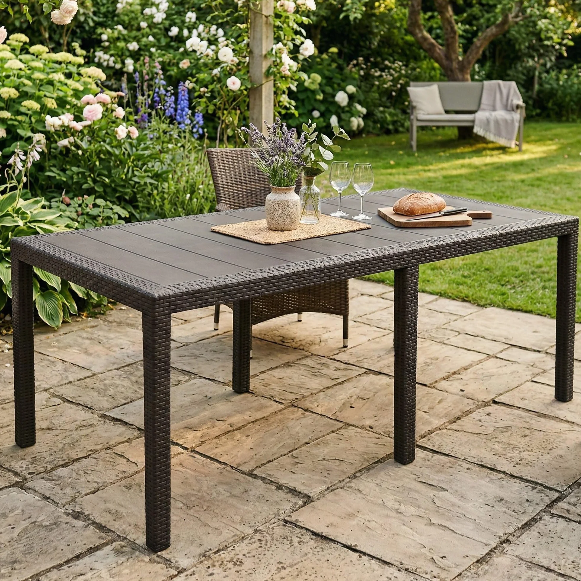 Dmora Table d'extérieur rectangulaire extensible 150-220 cm anthracite Made in Italy
