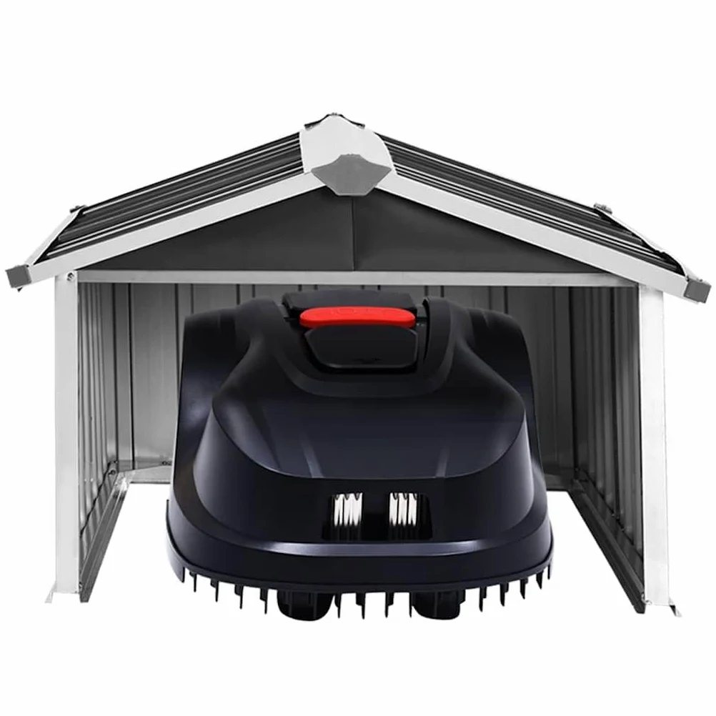 Garage pour tondeuse à gazon en acier galvanisé - 92 x 97 x 63 cm - Anthracite - Abri de jardin résistant aux intempéries pour robots à gazon et rangement d'outils en extérieur