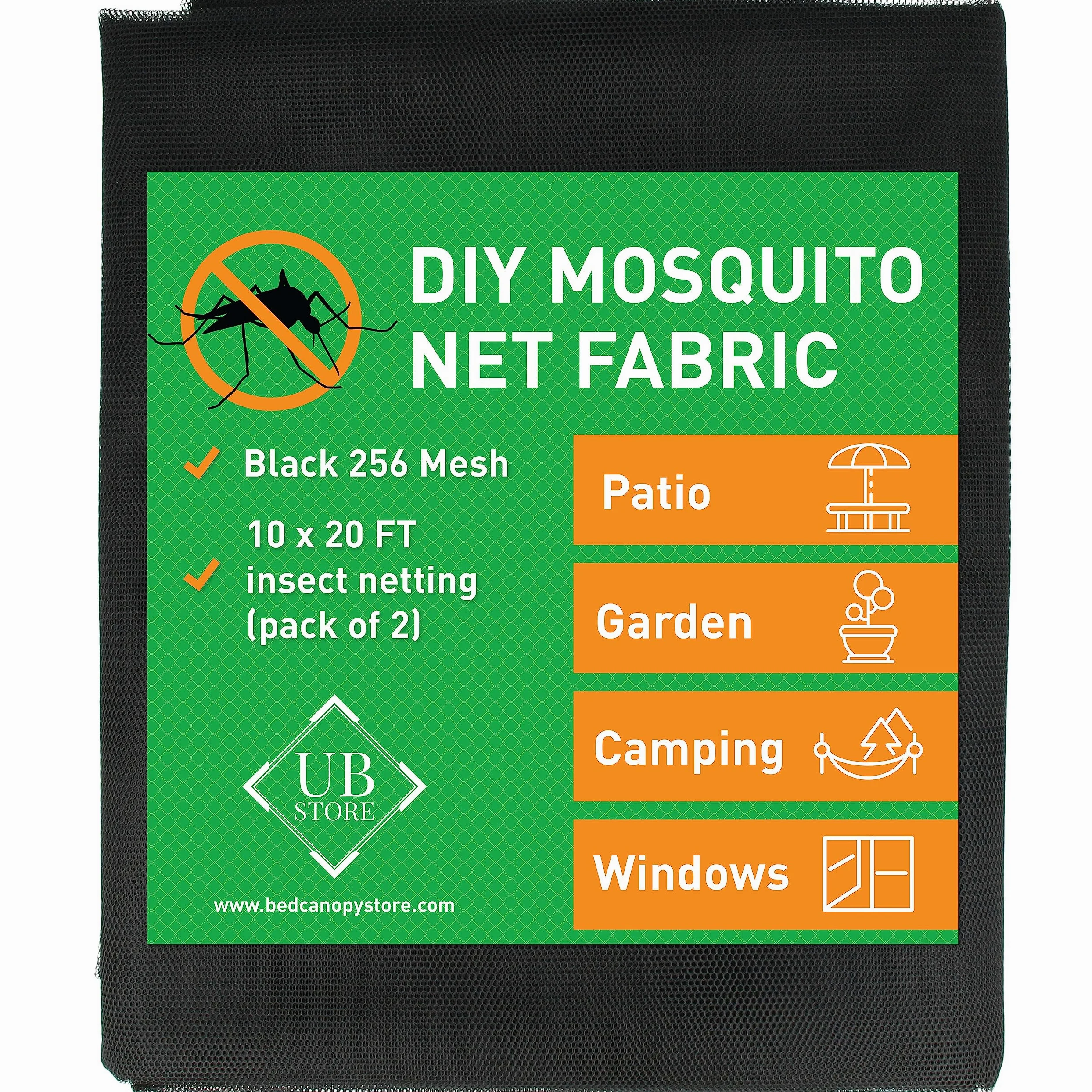 Filet Moustiquaire Noir 3x6 Mètres Lot de 2 | Anti-Insectes Jardin | Tissu pour Terrasse, Pergola, Balcon & Fenêtres | Maillage Fin à Découper