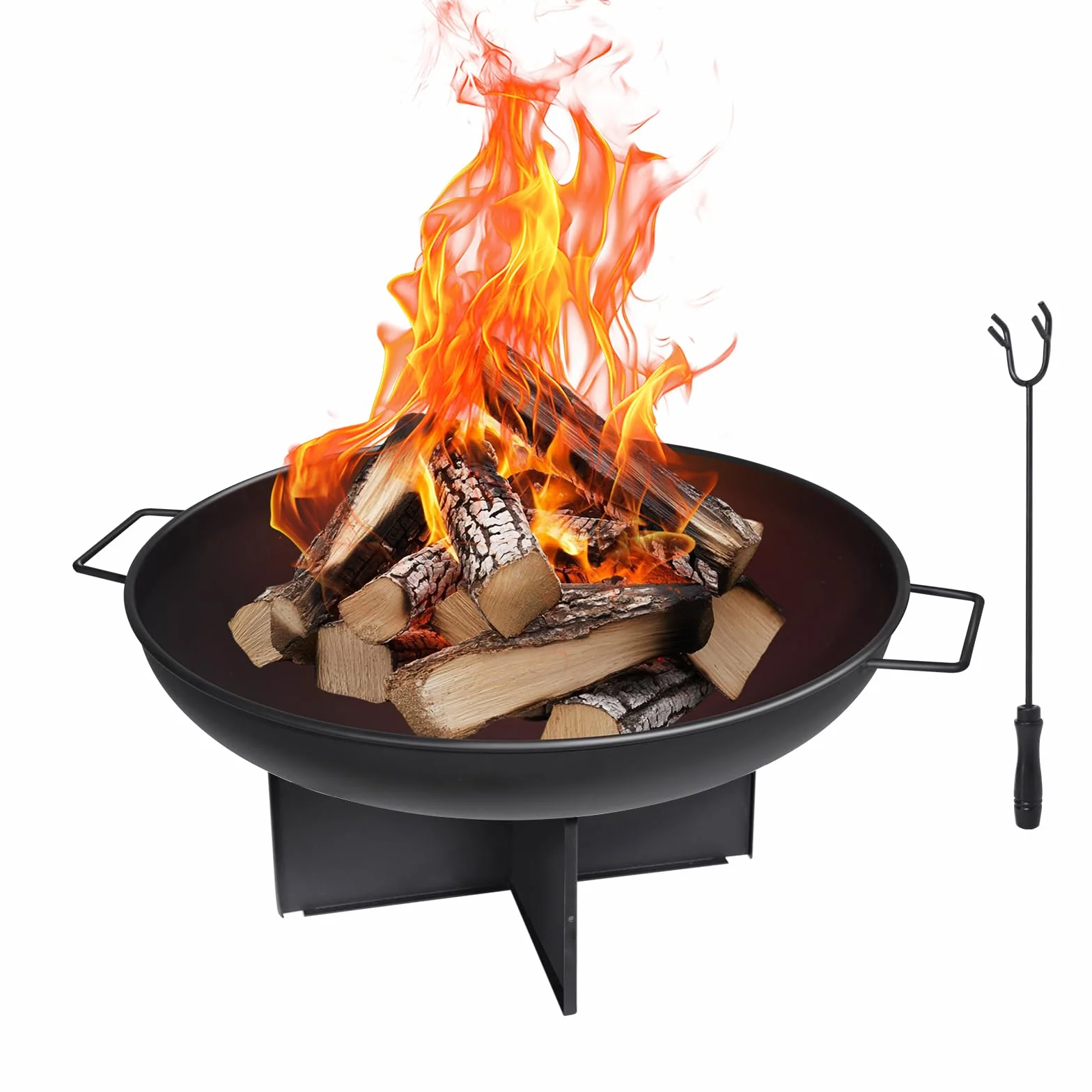 HYCHIKA Brasero Exterieur Ø60cm Foyer Bûcher Fire Pit Camping Jardin