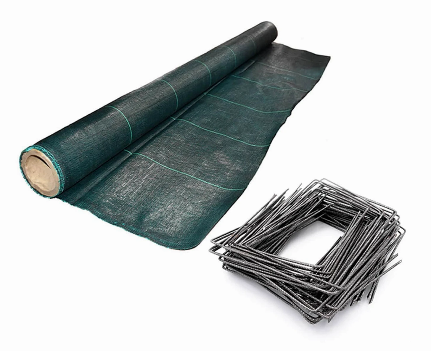 Kit : Toile de paillage 130g/m² verte + agrafes 130g/m² 2.10m x 100m Vert