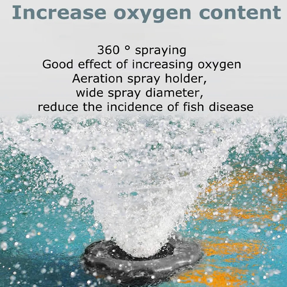 Fontaine flottante pour bassin à poissons avec pompe à eau haute puissance, jets 360°, moteur économe en énergie, couvercle de filtre - tige en céramique oxygénante