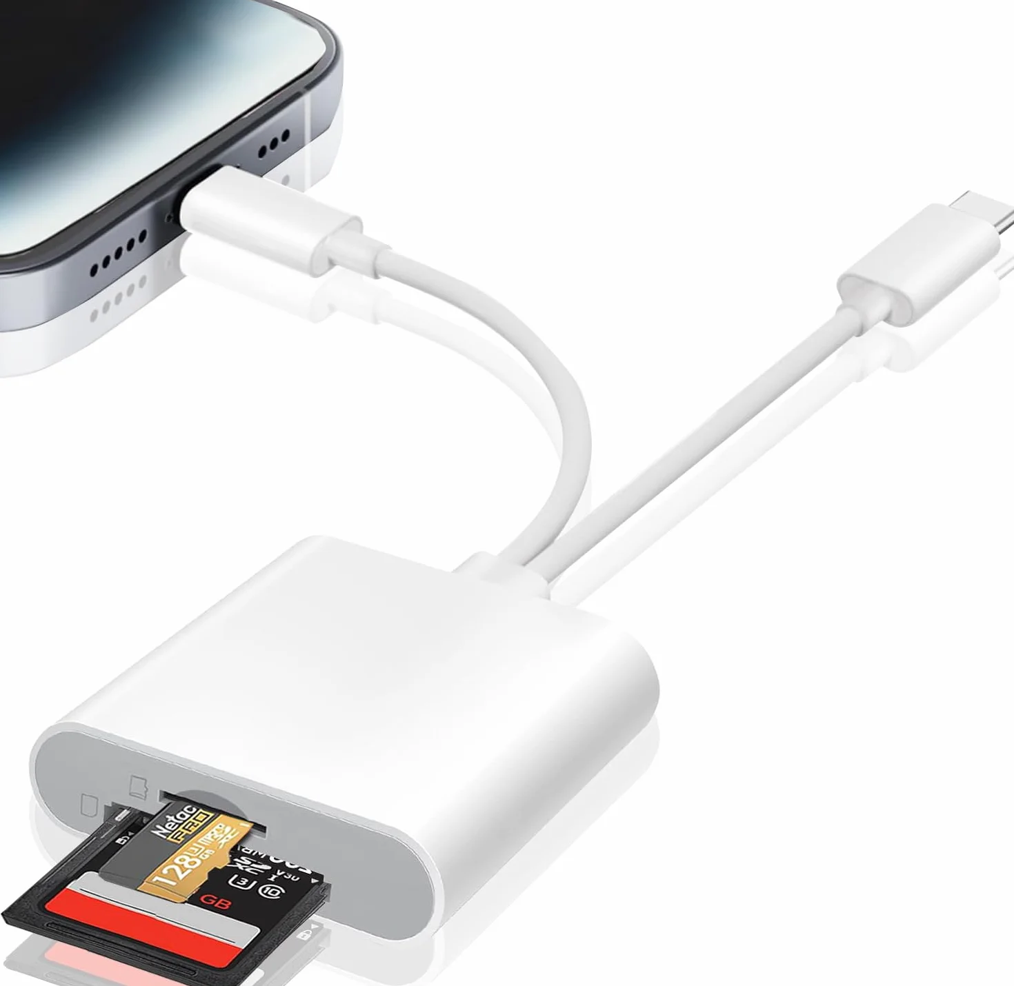 Lecteur de Carte SD pour iPhone, Adaptateur Lightning USB C pour Micro SD/SD, Lecteurs de Carte Mémoire USB C pour iPhone/iPad/MacBook/Caméra Plug and Play