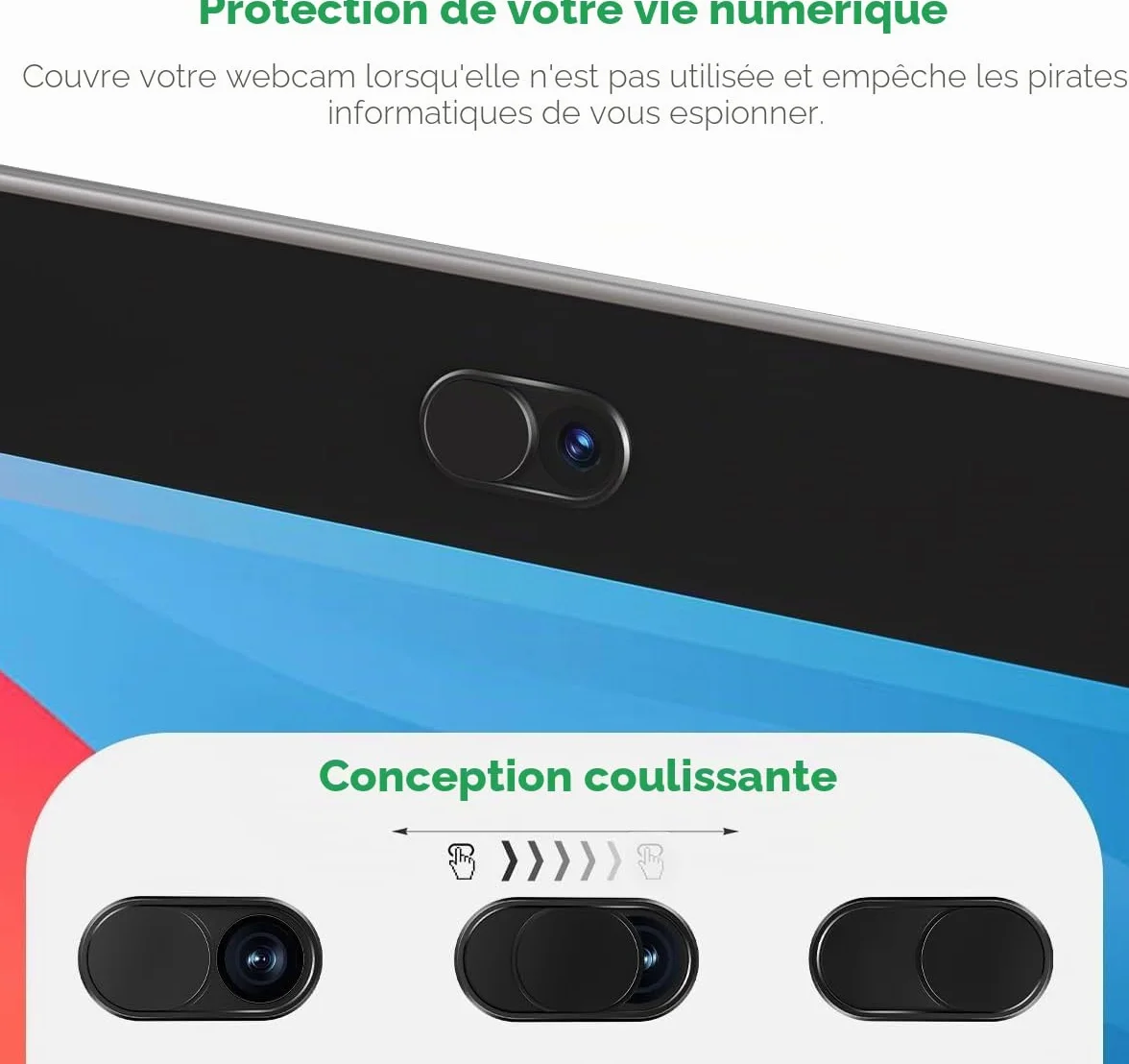 CloudValley Métal Cache Camera Ordinateur, 2-Pièces 0.6 mm Ultra-Mince Webcam Cover pour MacBook Pro Air iPad Laptop