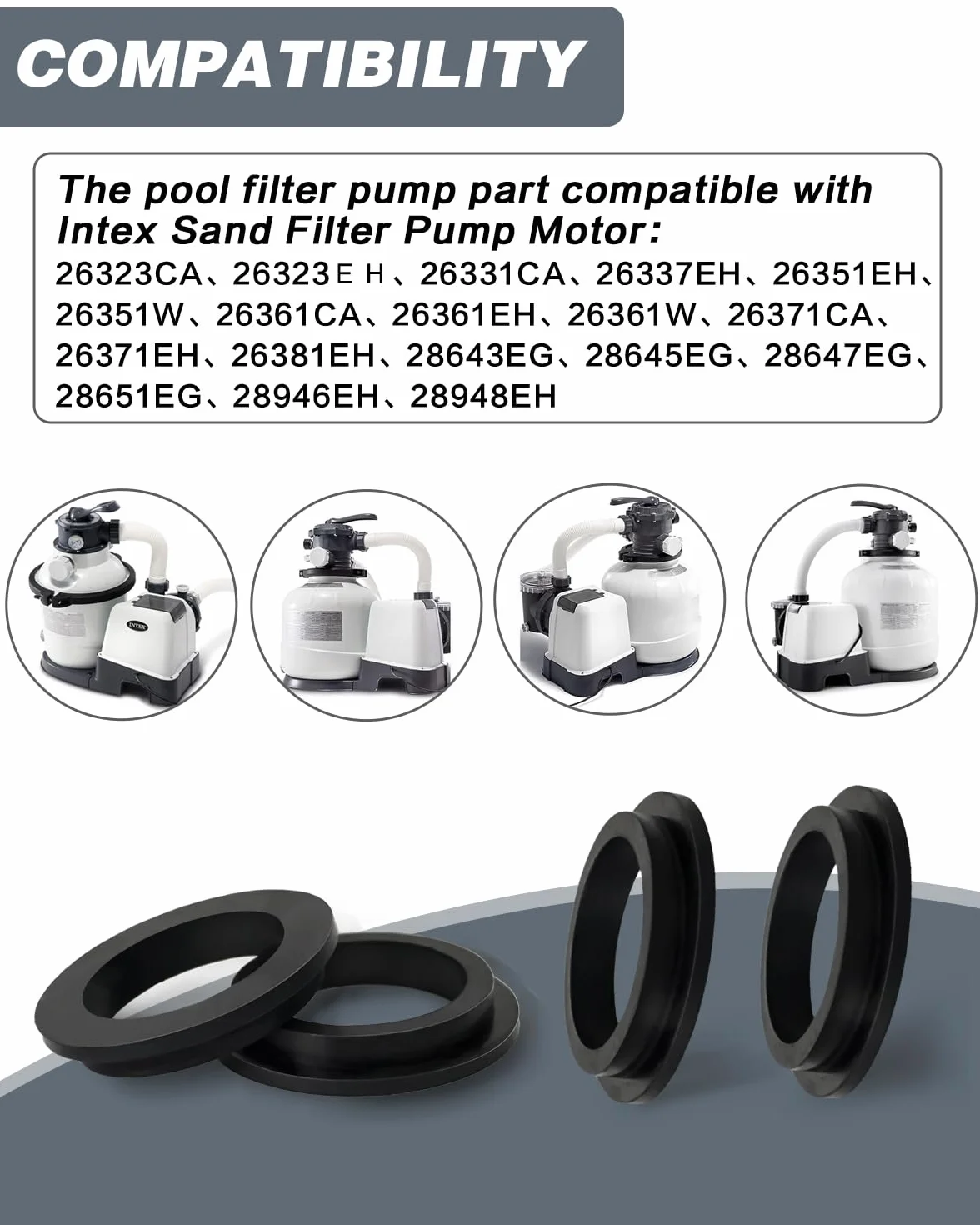 Joints Toriques en Caoutchouc pour Pompe Piscine Intex - Lot de 6
