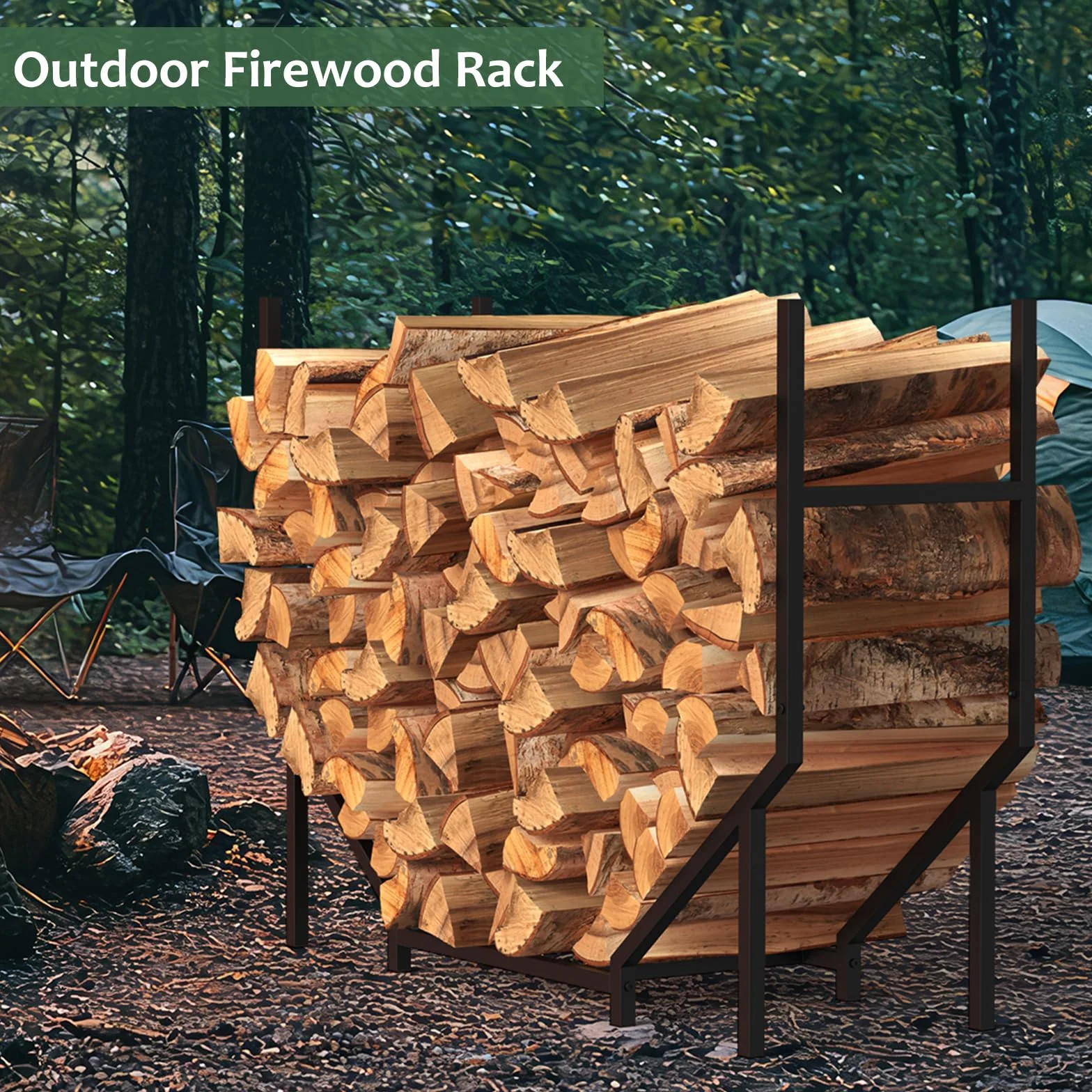 CADUKE Range-bûches d'extérieur 1 m - Support de bûches en métal pour cheminée - Empileur et organiseur de bois