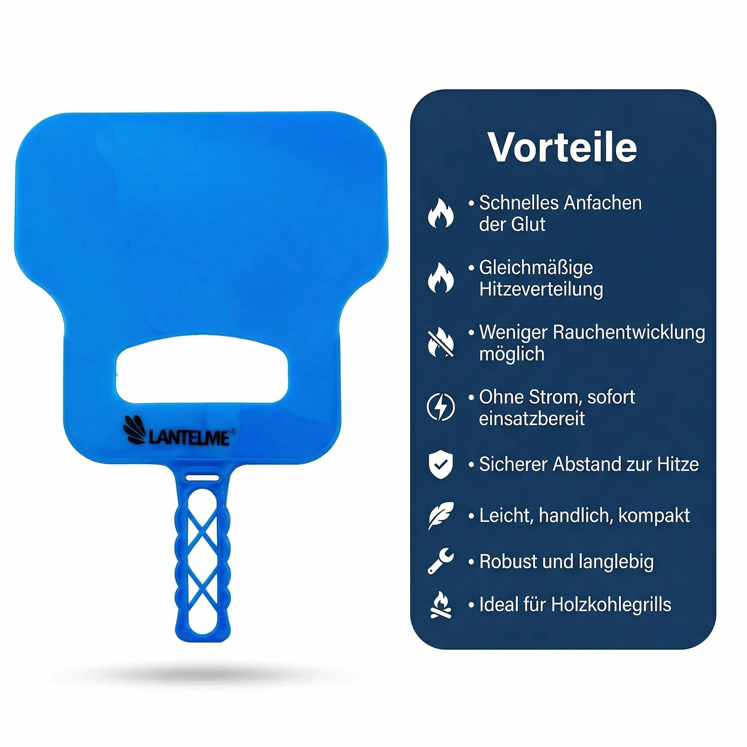 Lantelme Lot de 3 Éventails de Barbecue 20 x 30 cm Aide Allumage sans Chimiques