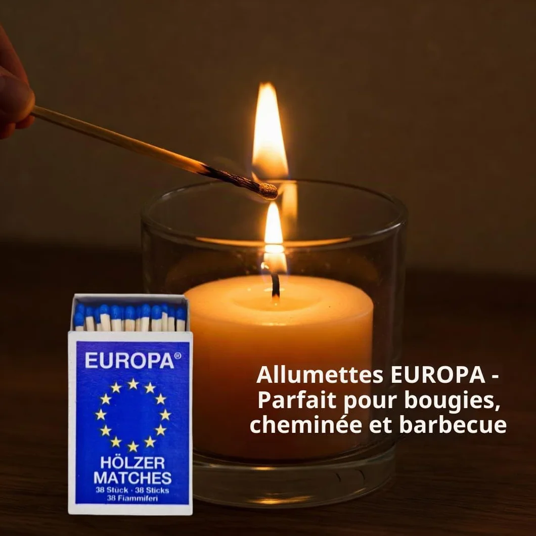 Allumettes EUROPA 100 boîtes, 10 x 10, bois d'europe, allumettes de sécurité