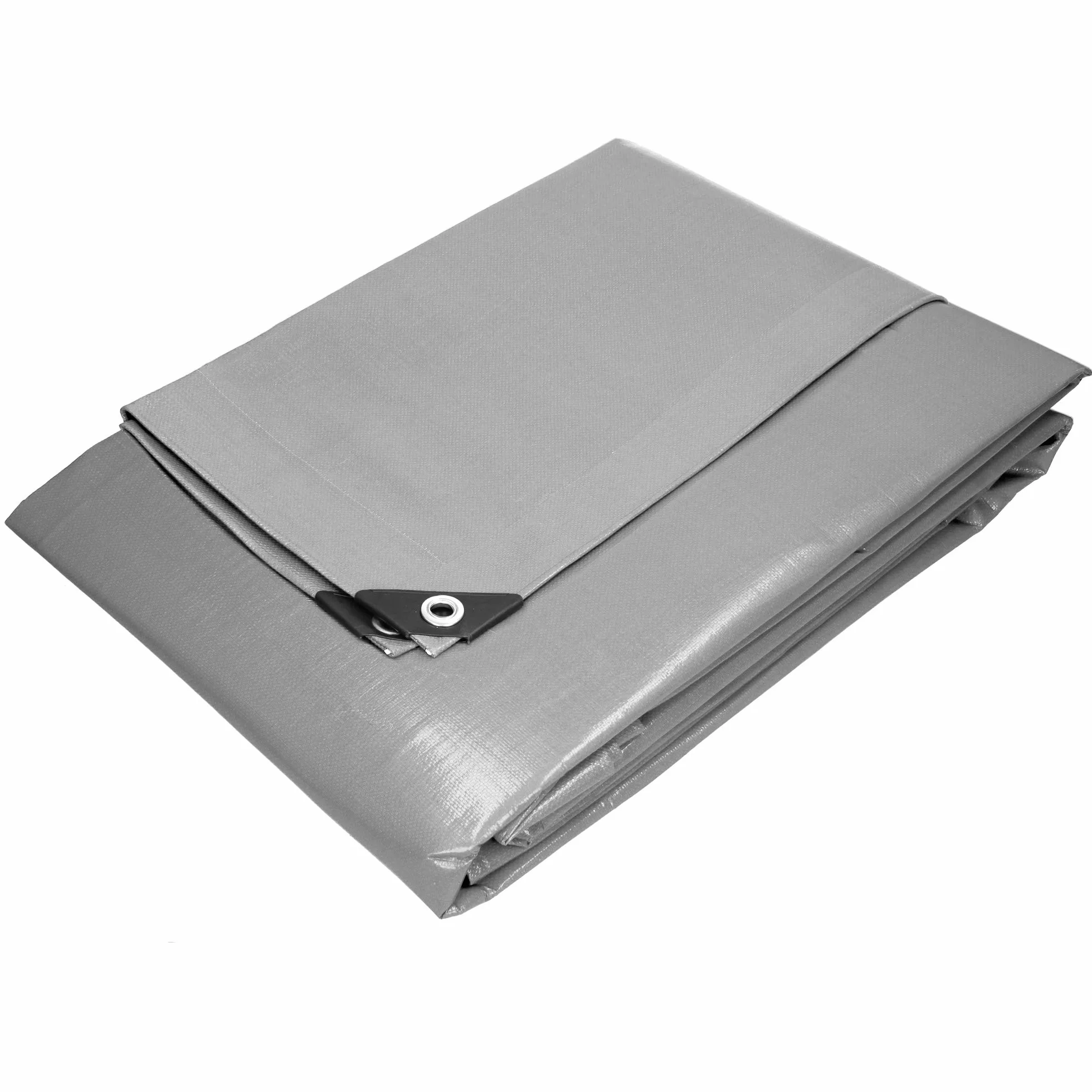 ECD Germany Bâche de Protection Imperméable à l'Eau avec Oeillets - 6x12 m 72m² 260 g/m² - Polyéthylène PE Gris- Résistant à la Moisissure - Couverture Étanche de Jardin Bateau Voiture Piscine Camping